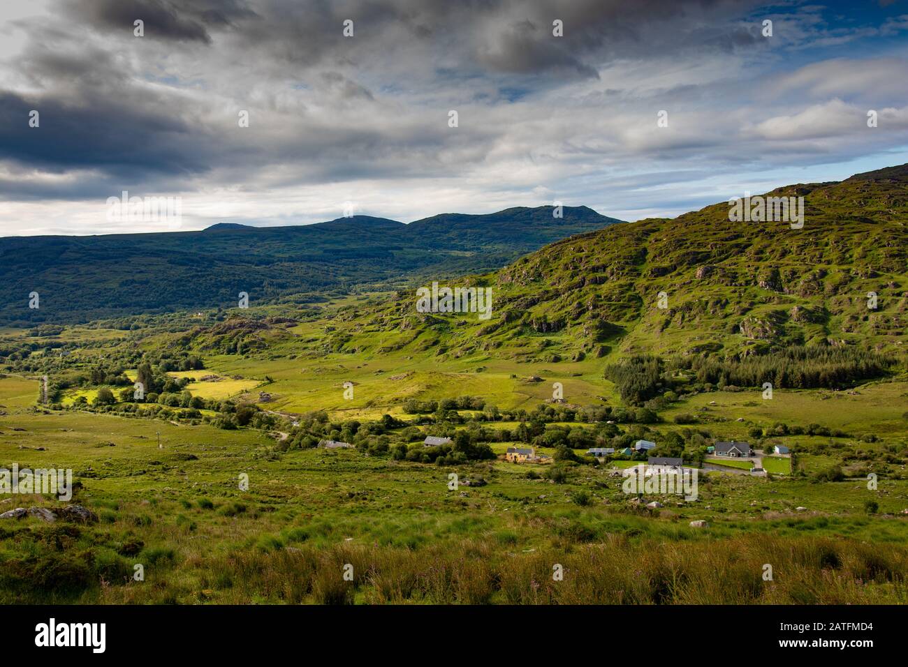 Das Black Valley, Co.Kerry, Irland erinnert an die Vergangenheit der grünen Berglandschaft Stockfoto