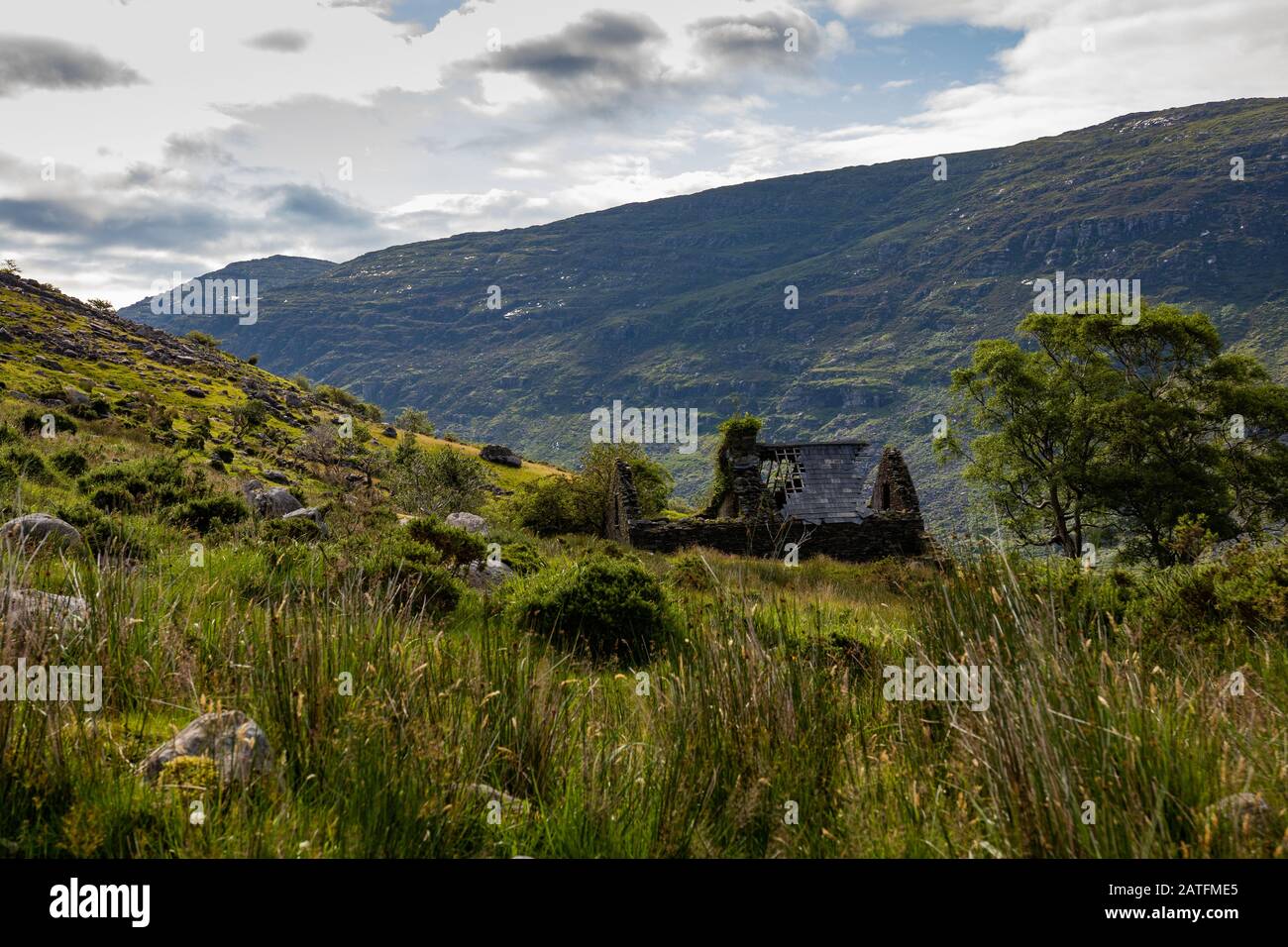 Abandonhaus im Black Valley, Co.Kerry, Irland erinnert an vergangene Zeiten Stockfoto