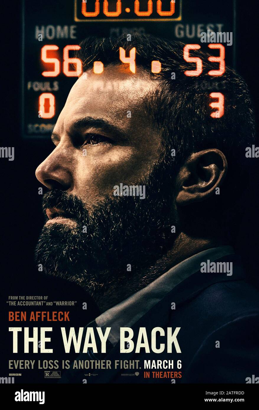 The Way Back (2020) unter der Regie von Gavin O'Connor und mit Ben Affleck, Janina Gavankar, Michaela Watkins und Hayes MacArthur in den Hauptrollen. Ein alkoholisierter, pensionierter Basketballspieler kehrt zu Trainer seiner alma mater zurück. Stockfoto