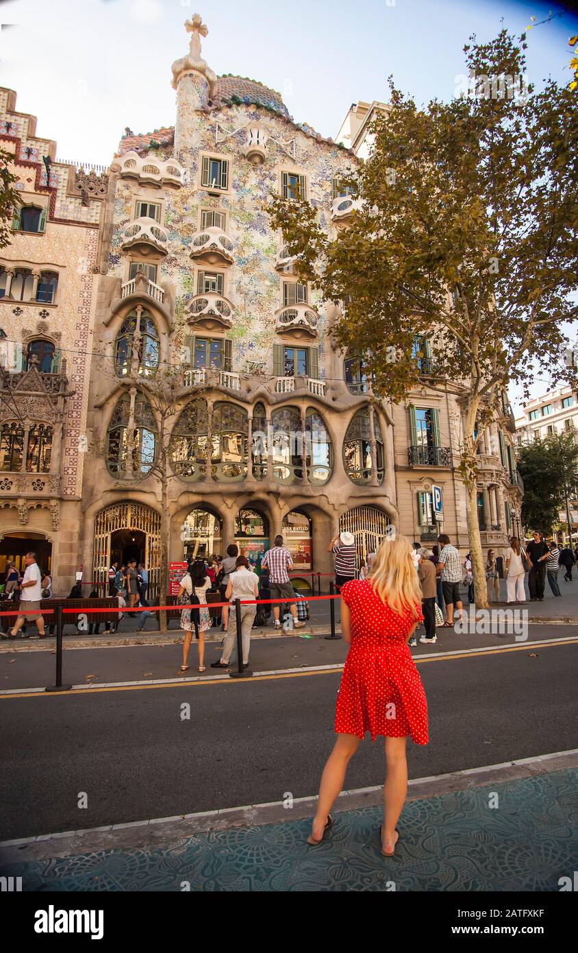 Gaudis Casa Battló Barcelona, Spanien Stockfoto