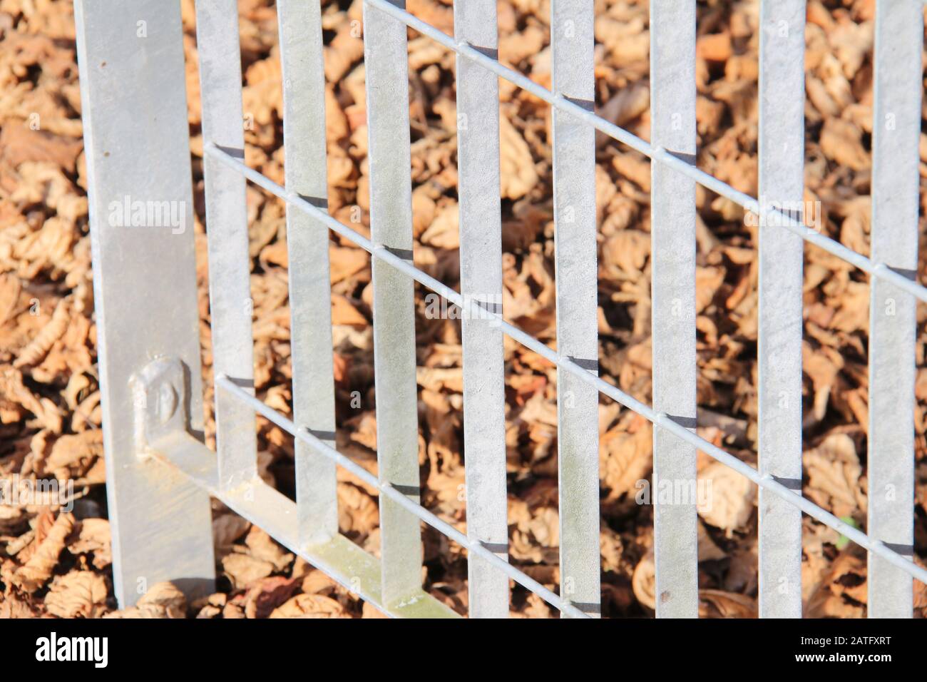 Detail des Gitters einer Metallpforte. Stockfoto