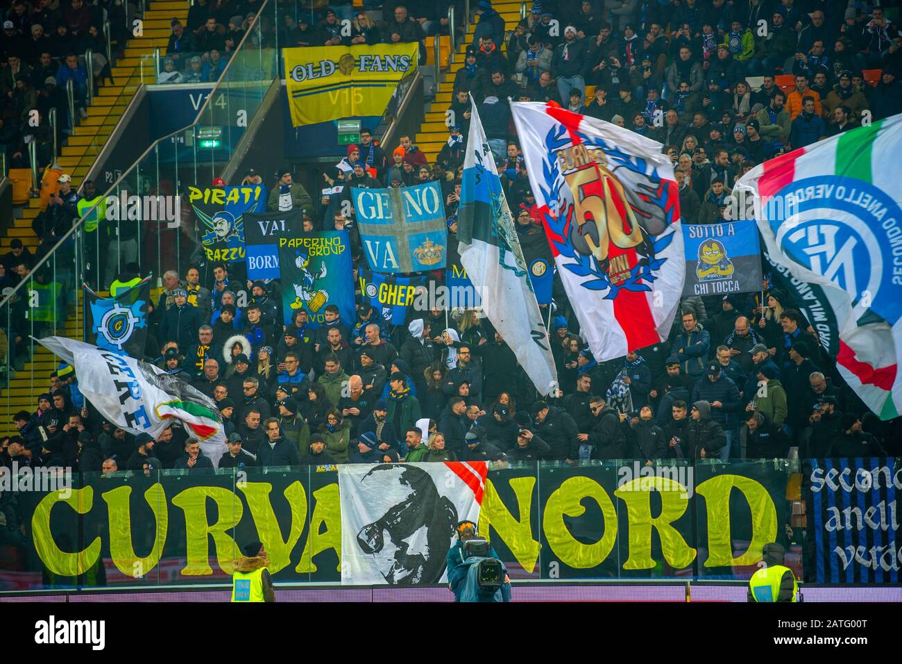 Udine, Italien, 02. Februar 2020, Fans von Inter während Udinese Calcio gegen FC Internazionale - italienisches Serie-A-Fußballspiel - Credit: LPS/Alessio Marini/Alamy Live News Stockfoto