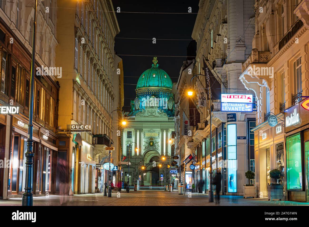 Blick auf die Hofburg vom Kohlmarkt, Wien, Österreich Stockfoto