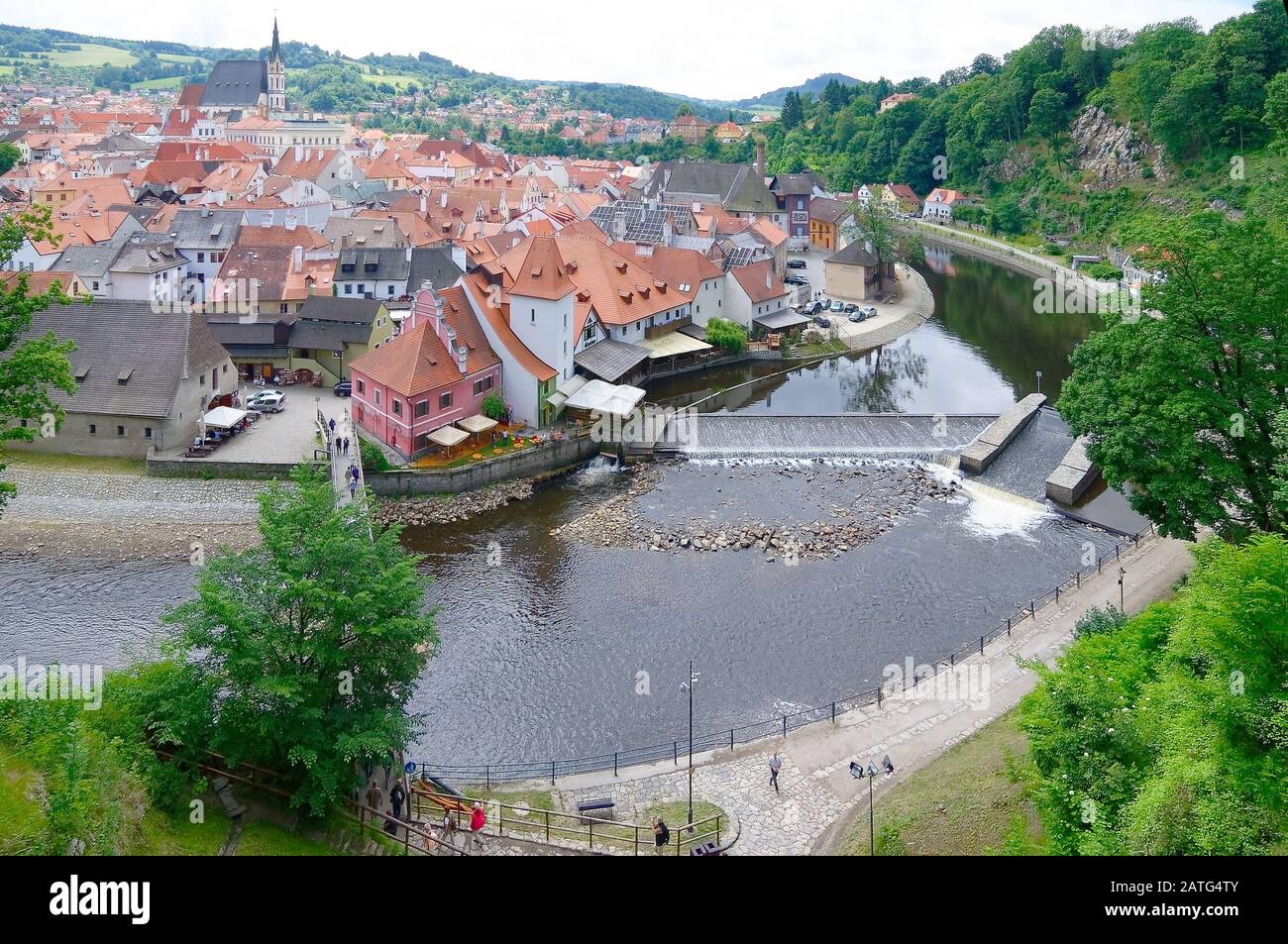 Ist eine Stadt in der südböhmischen Region in Tschechien. Das historische Zentrum, das sich um die Burg Český Krumlov dreht Stockfoto