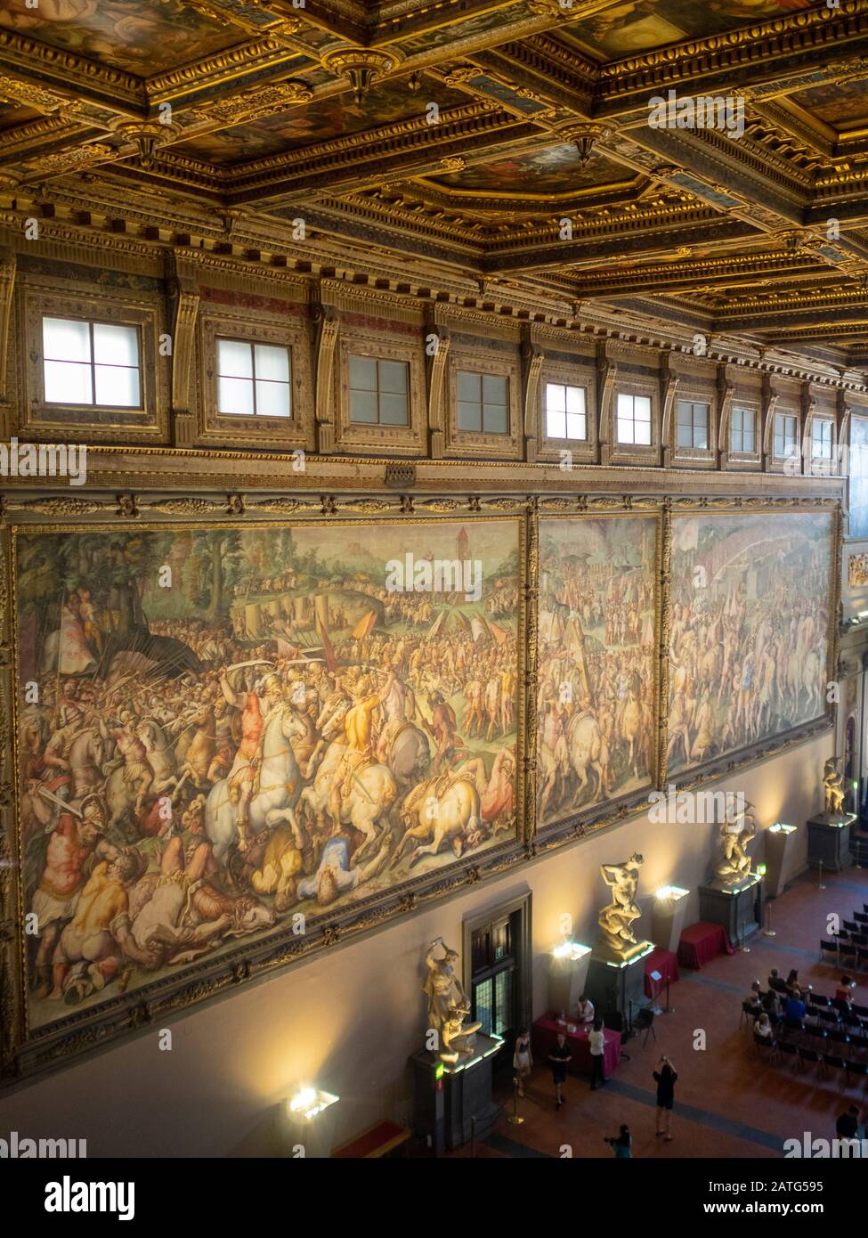 Salone dei Cinquecento, Palazzo Vecchio, Florenz Stockfoto