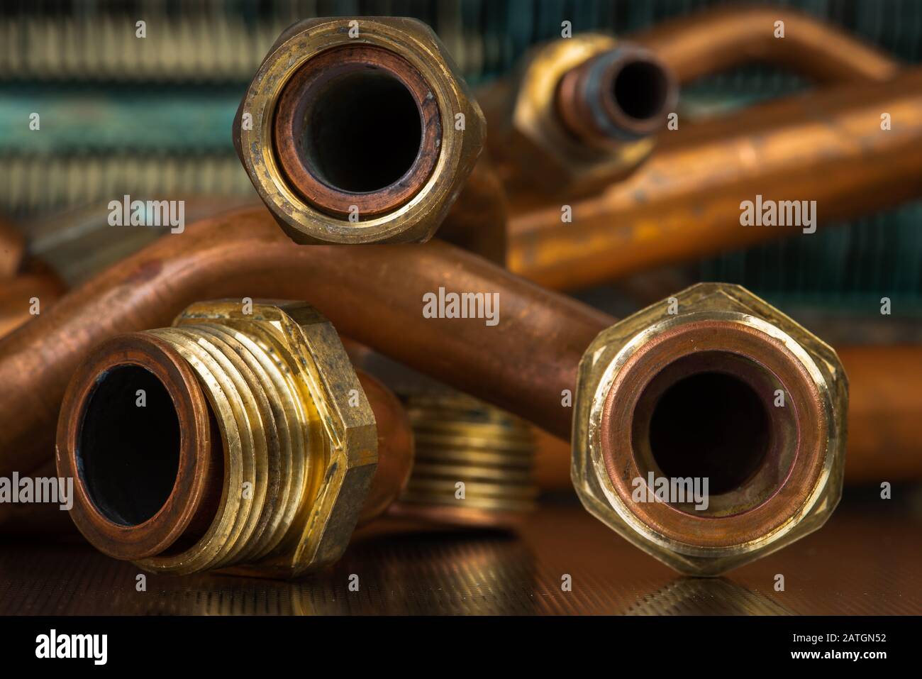 Sanitär- und Heizungsarmaturen Installation und Service close-up Stockfoto