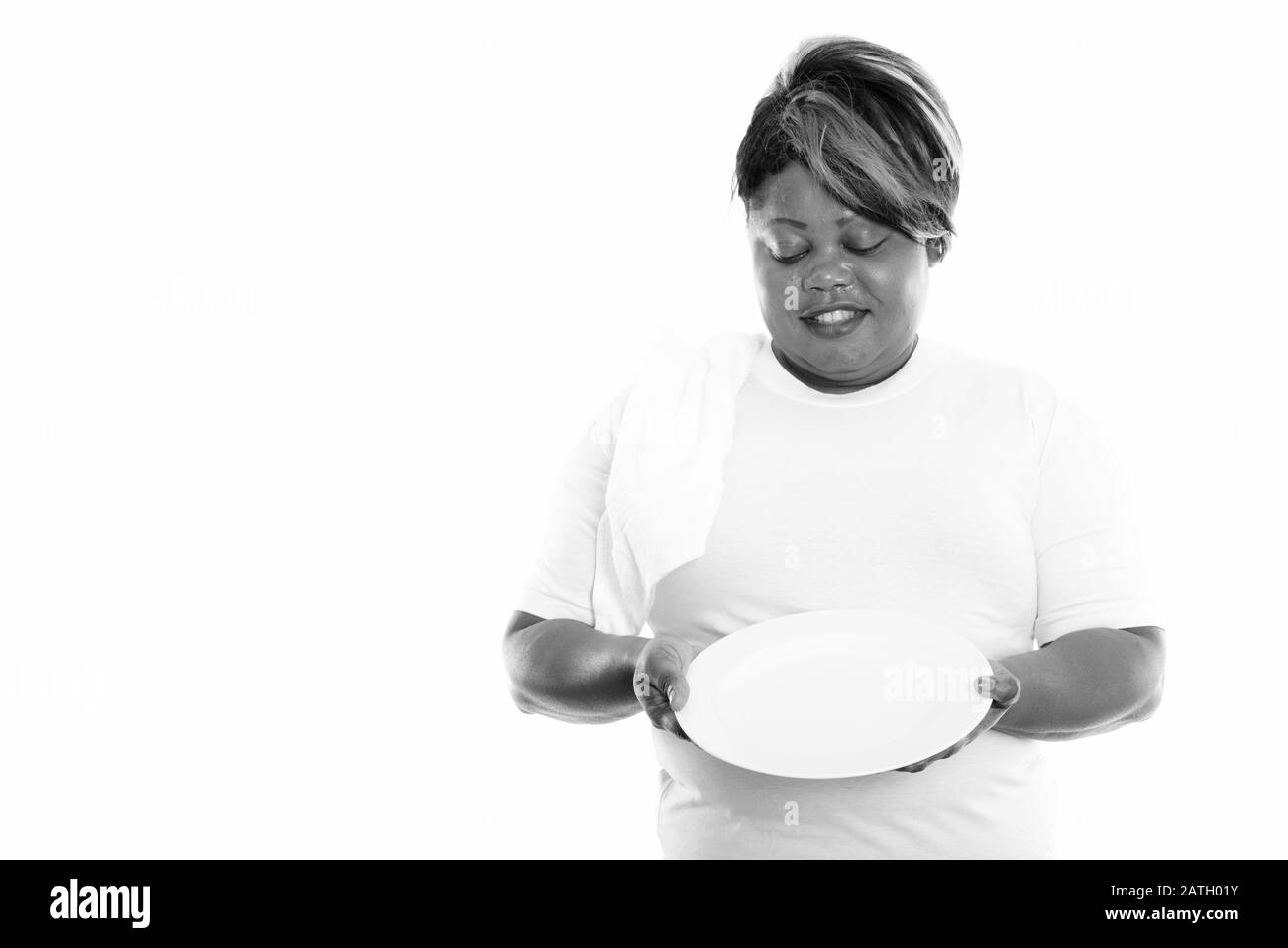 Studio Schuss von übergewichtiger Afrikanerin bereit für die Sporthalle Stockfoto