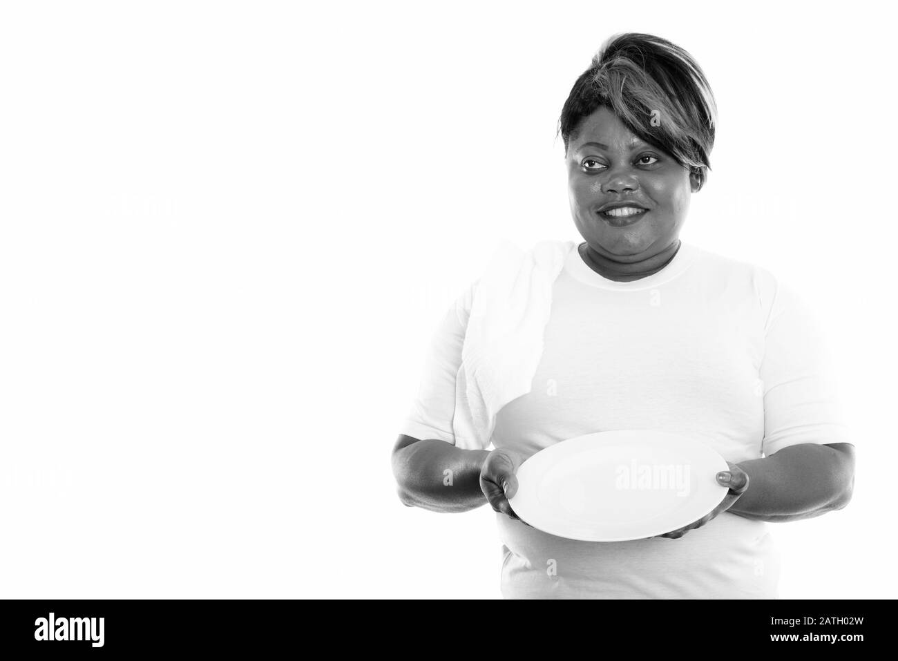 Studio Schuss von übergewichtiger Afrikanerin bereit für die Sporthalle Stockfoto