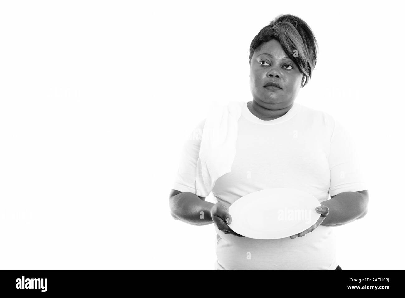 Studio Schuss von übergewichtiger Afrikanerin bereit für die Sporthalle Stockfoto