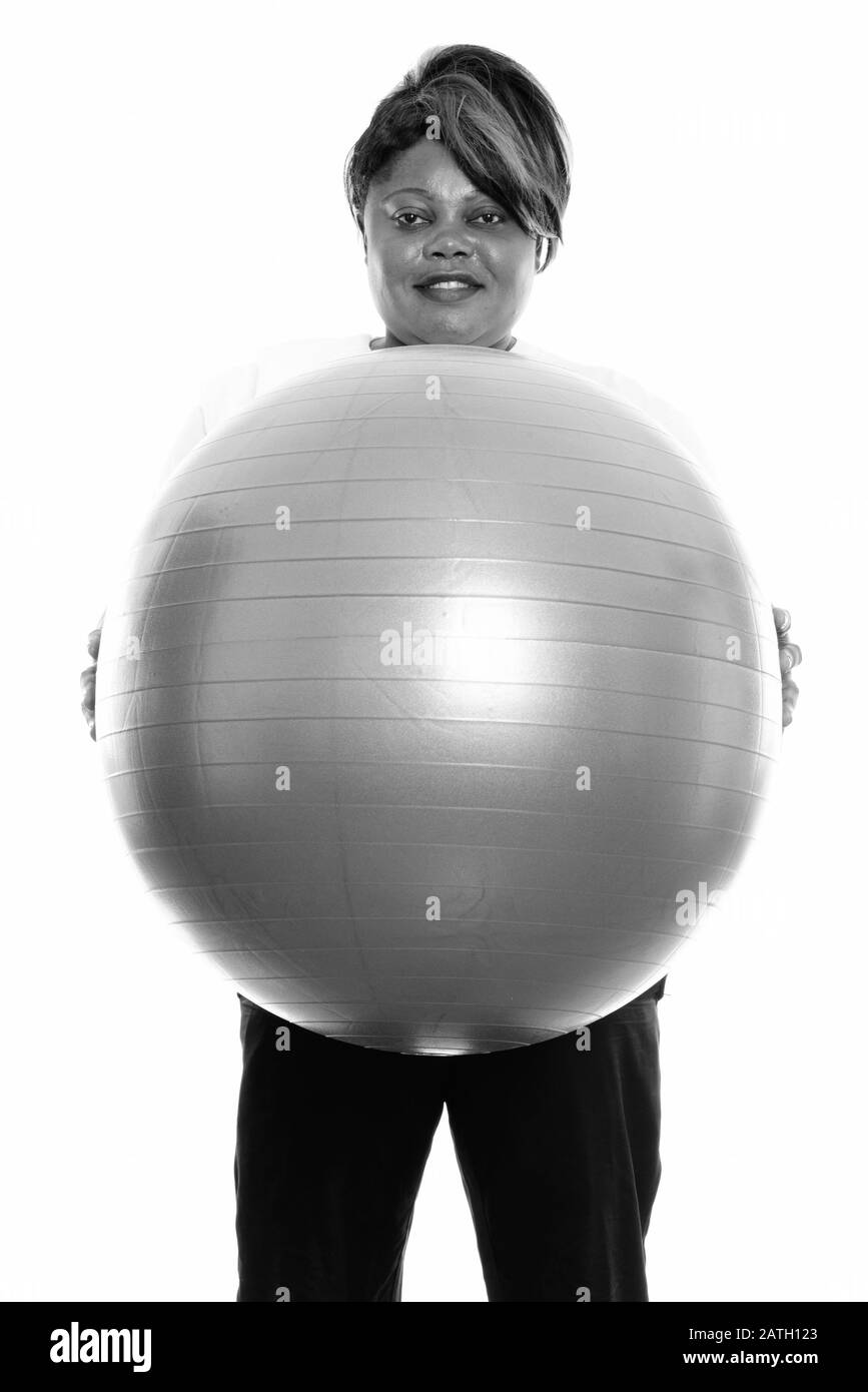 Studio Schuss von übergewichtiger Afrikanerin bereit für die Sporthalle Stockfoto