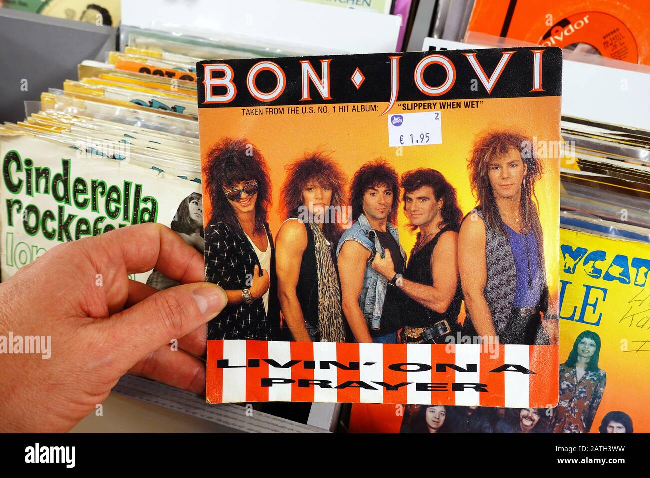 Single: Bon Jovi - Livin' zum Beten Stockfoto