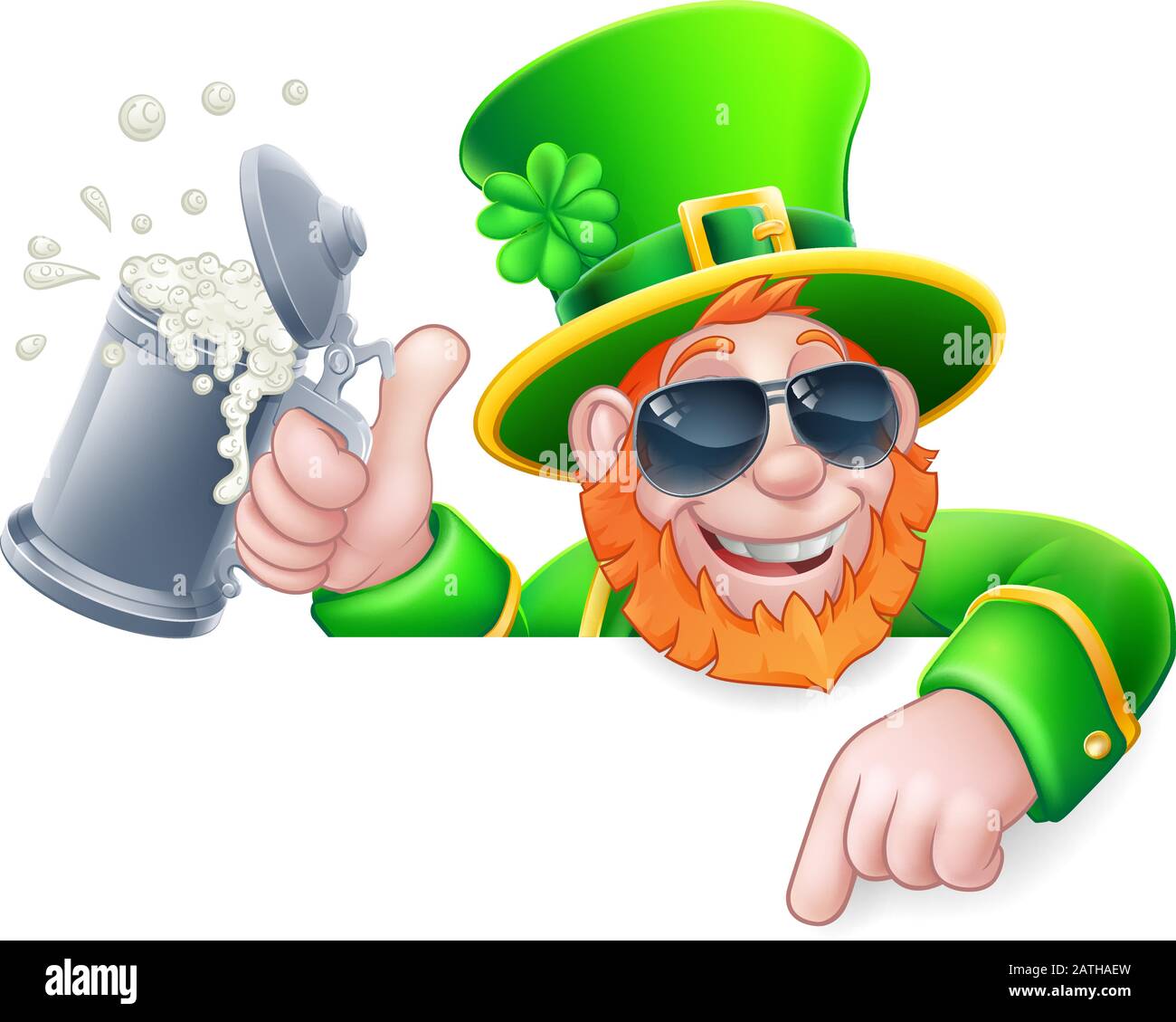 Leprechaun St Patricks Day Cool Cartoon Sign Stock Vektor