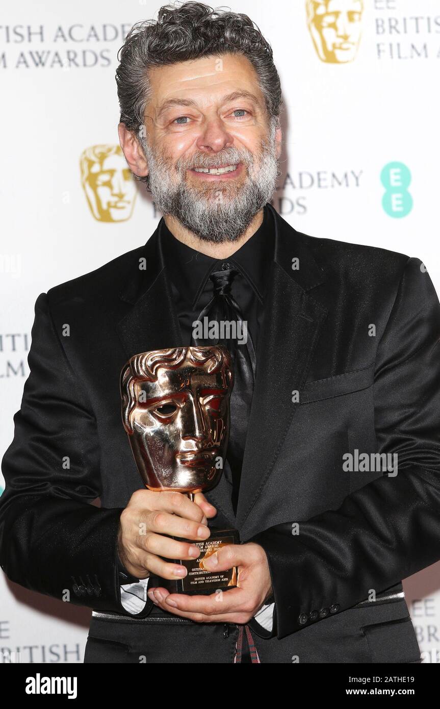 Andy Serkis - Herausragender britischer Beitrag zum Kinopreis während der BAFTA British Academy Film Awards - Siegerzimmer in der Royal Albert Hall. Stockfoto