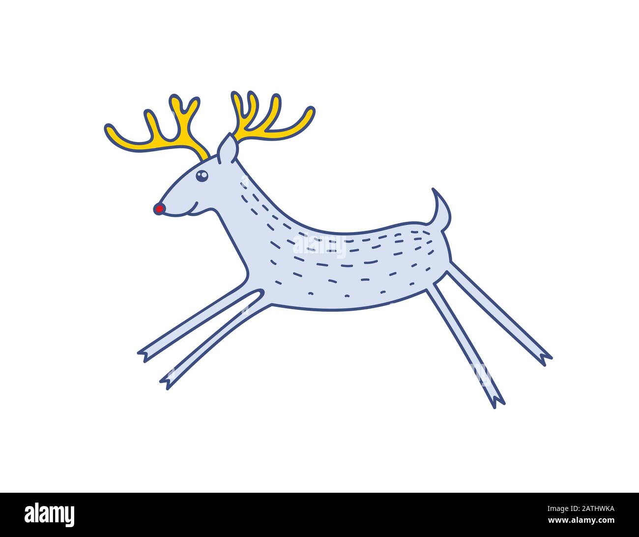 Vector Rudolph The Red Nose Deer Running, Happy Raindeer Vector Illustration Isoliert auf weißem Hintergrund, Winter Holidays Christmas Clip Art Stock Vektor
