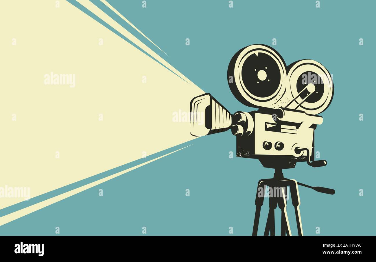 Filmkamera Retro. Kino, Projektor Vintage Vector Stock Vektor