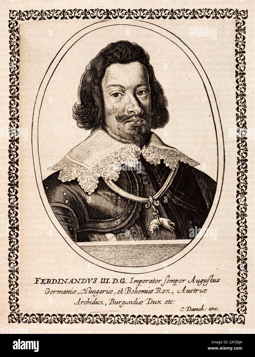 Porträt von Ferdinand III., dem Heiligen römischen Kaiser (1608-1657) sowie König von Ungarn und Kroatien, König von Böhmen und Erzreich von Österreich. Stockfoto