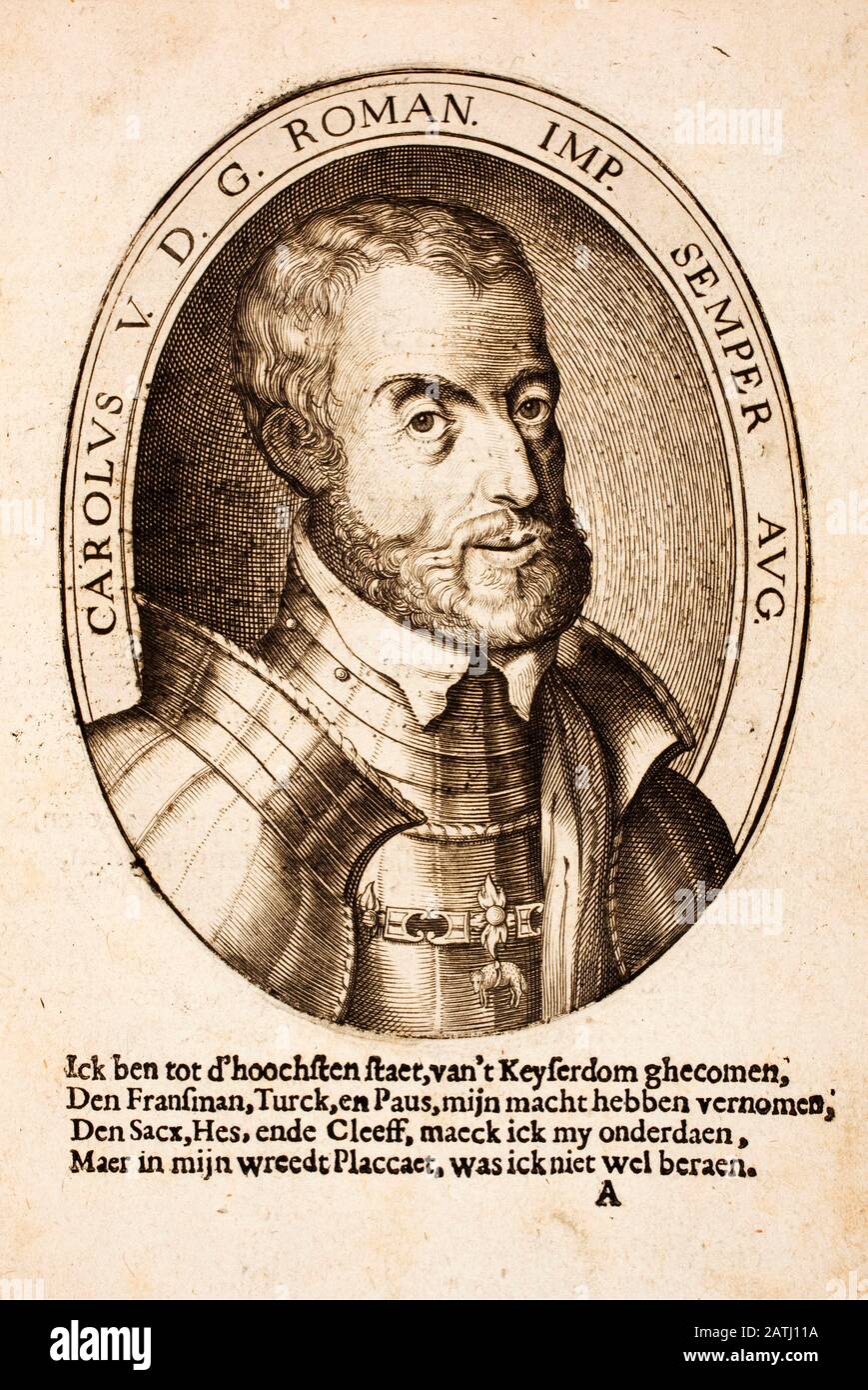 Porträt von Karl V., Heiliger römischer Kaiser (1500-1558). Von Gysius. 1616 Stockfoto