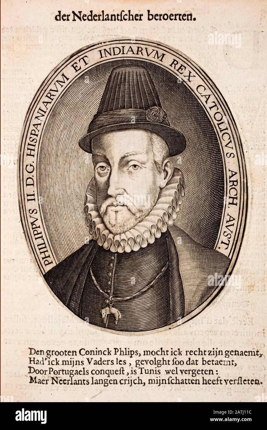 Porträt von Philipp II. Von Spanien (1527-1598). Von Gysius. 1616 Stockfoto