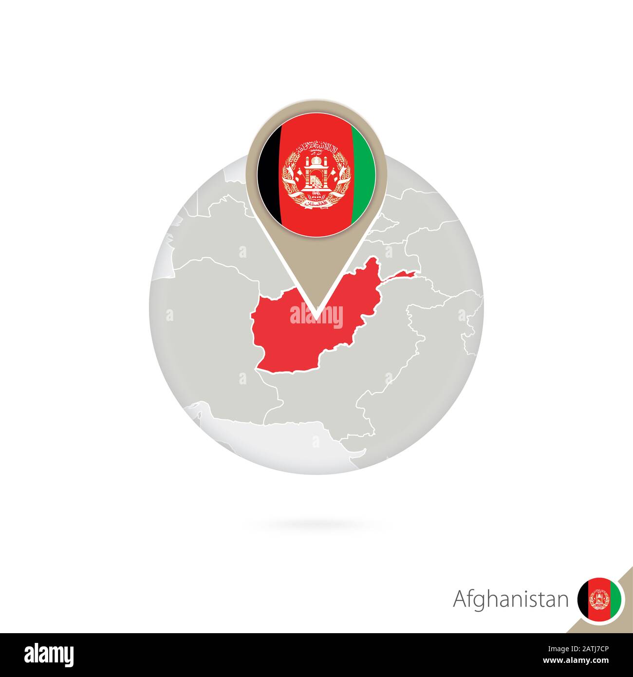 Afghanistan-Karte und Flagge im Kreis. Karte von Afghanistan ...
