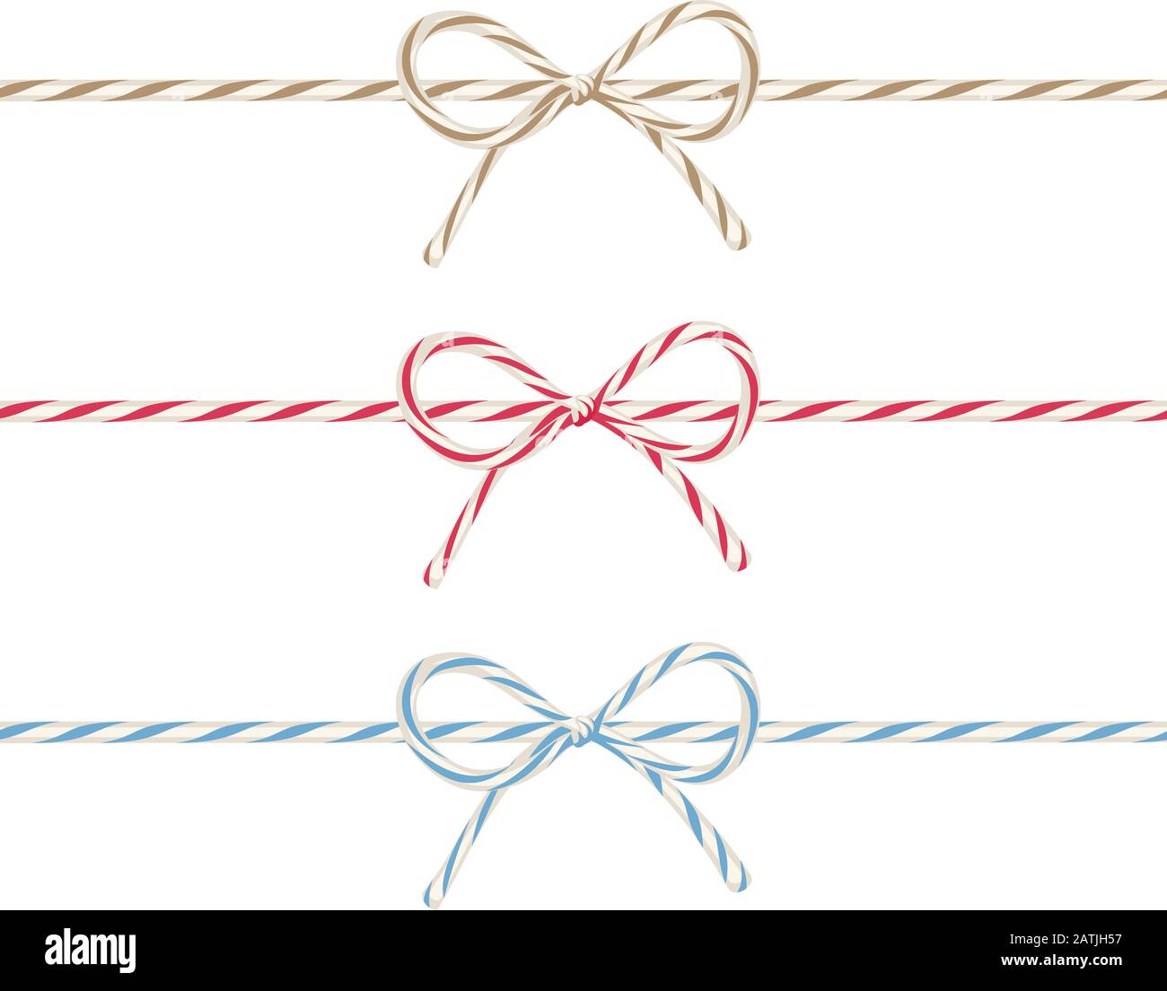 Vektor-Satz buntes Backgarn mit auf weißem Hintergrund isolierten Schleifen. Stock Vektor