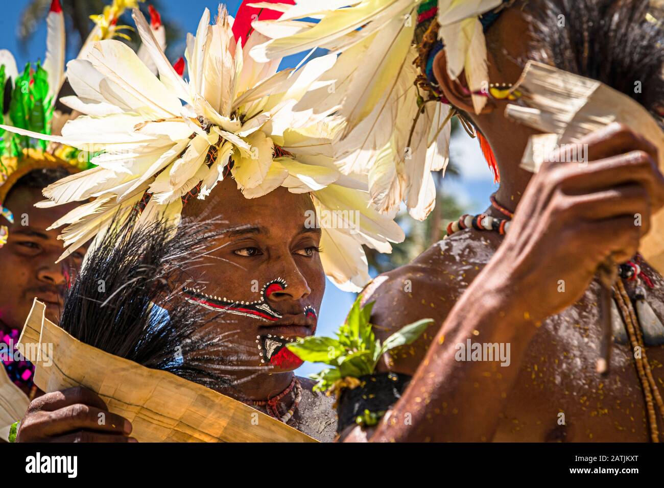 Traditioneller Milamala-Tanz der Trobriand-Inseln während des Festivals der freien Liebe, Kwebwaga, Papua-Neuguinea Stockfoto