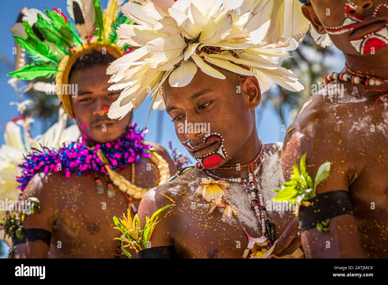 Traditioneller Milamala-Tanz der Trobriand-Inseln während des Festivals der freien Liebe, Kwebwaga, Papua-Neuguinea Stockfoto