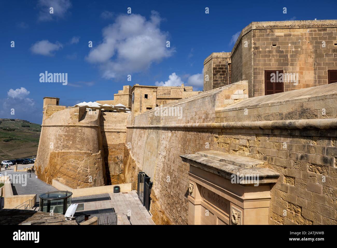 Die Cittadella in der Stadt Victoria (Rabat) auf der Gozo-Insel, Malta, Zitadelle aus Kalksteinen aus dem 15. Bis 17. Jahrhundert. Stockfoto