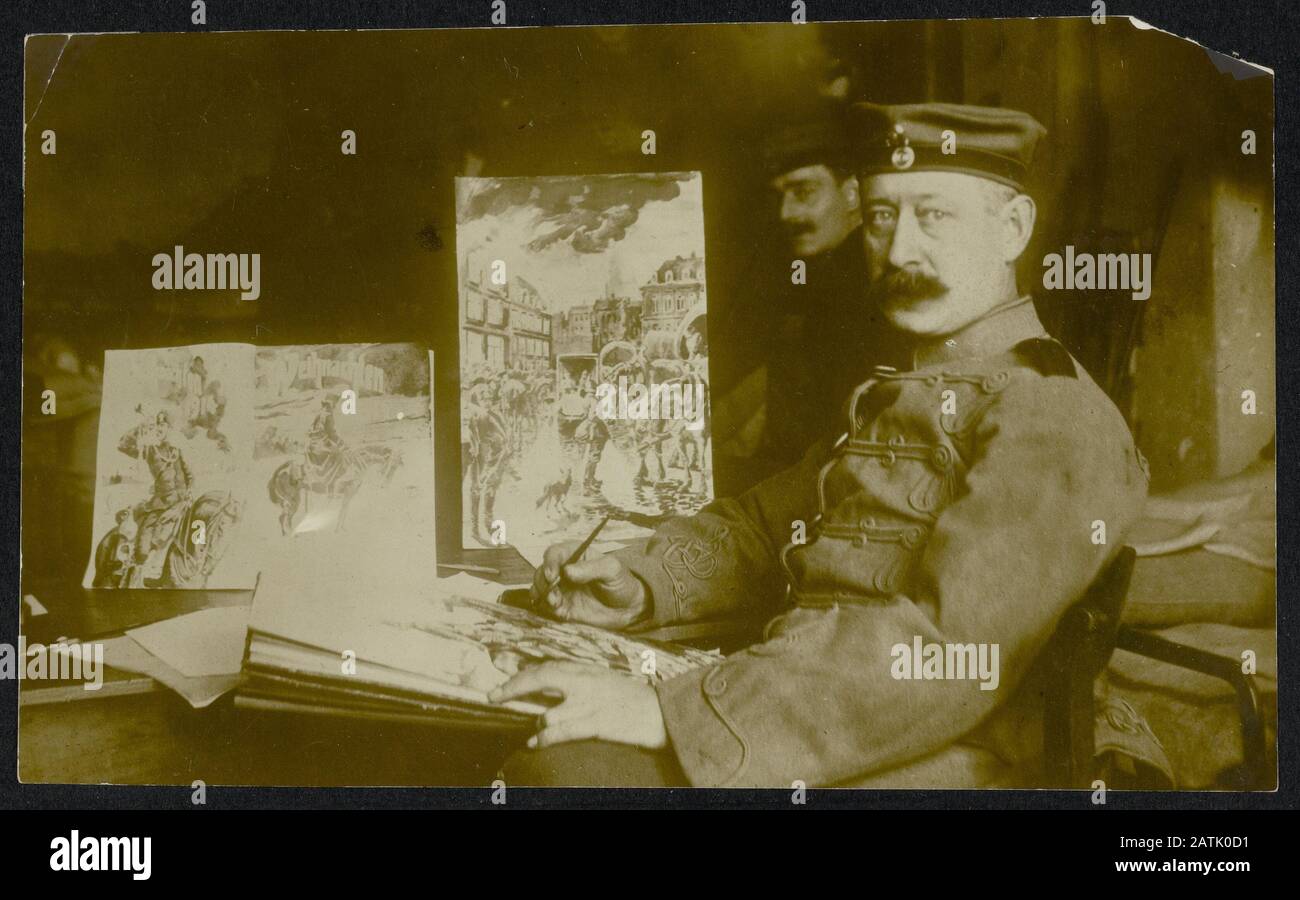 Beschreibung: Deutscher Soldat [Kriegsopfer?] Arbeiten an einem Gemälde Datum: {1914-1918} Schlagwörter: WWI, Gemälde, Soldaten Stockfoto