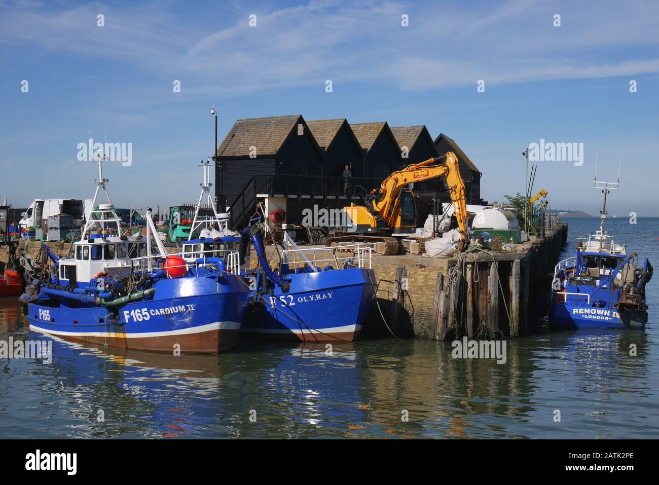 Fischerboote, Hafen Whitstable, Kent, England, Großbritannien Stockfoto