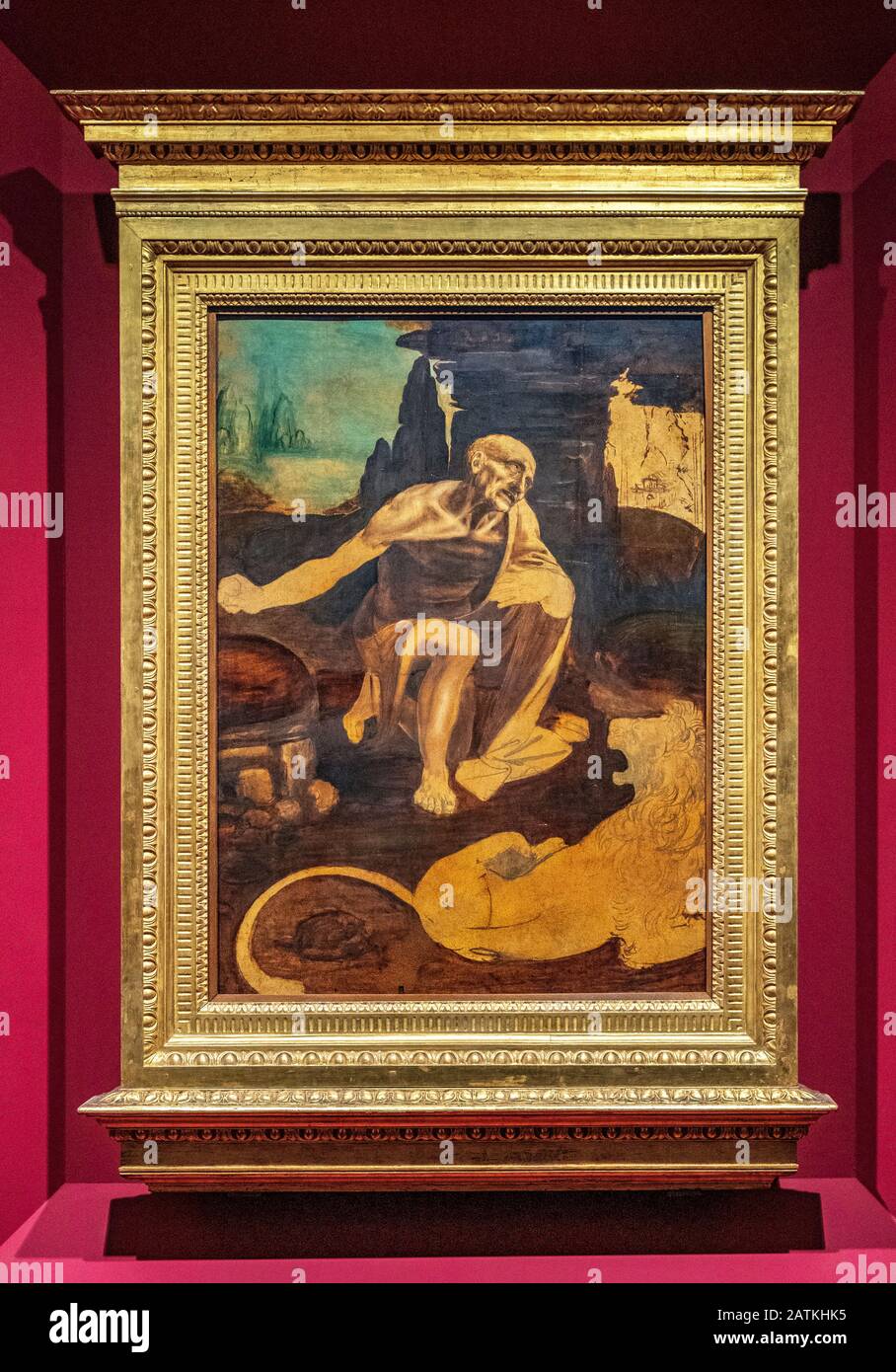 ROM, Vatikanstadt/Italien - 2019/06/15: St. Jerome - San Girolamo - Gemälde von Leonardo da Vinci in den Vatikanischen Museen - Musei Vaticani Stockfoto