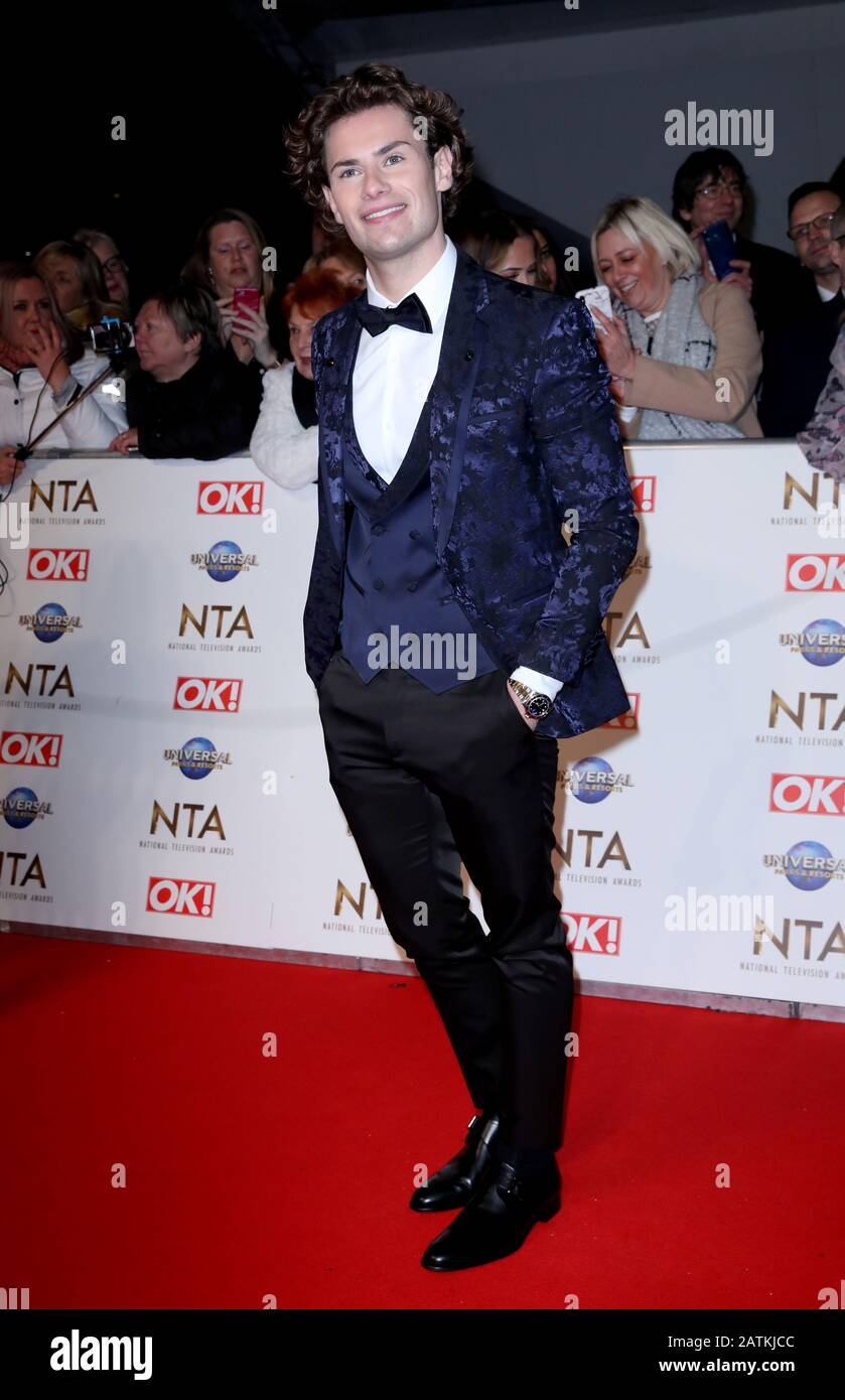 Joe Garratt nimmt an den National Television Awards 2020 in der O2 Arena, London, teilzunehmen. Stockfoto
