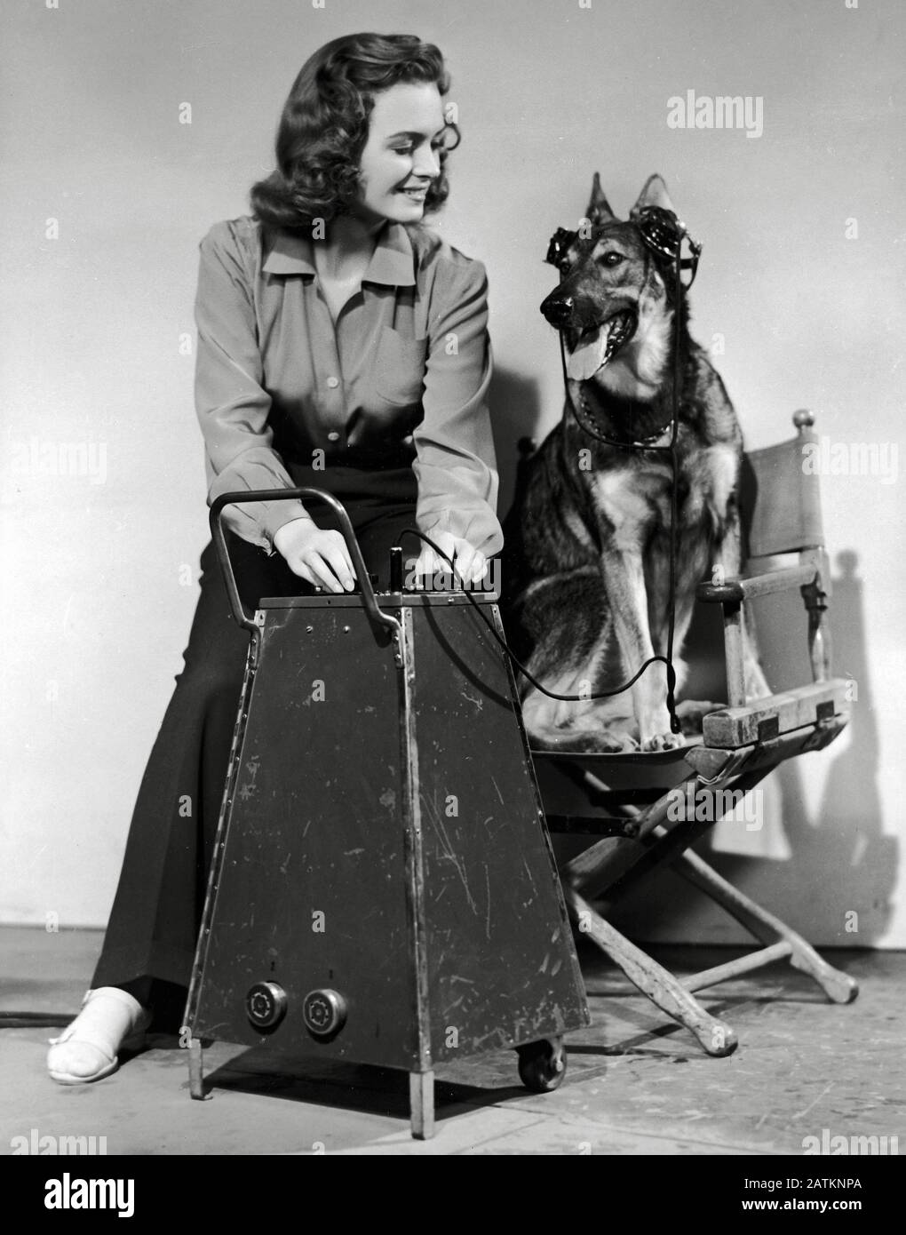 Donna Reed auf dem Set von "Eyes in the Night" (1942) MGM/Cinema Legacy Collection File Reference # 33962-077THA Stockfoto