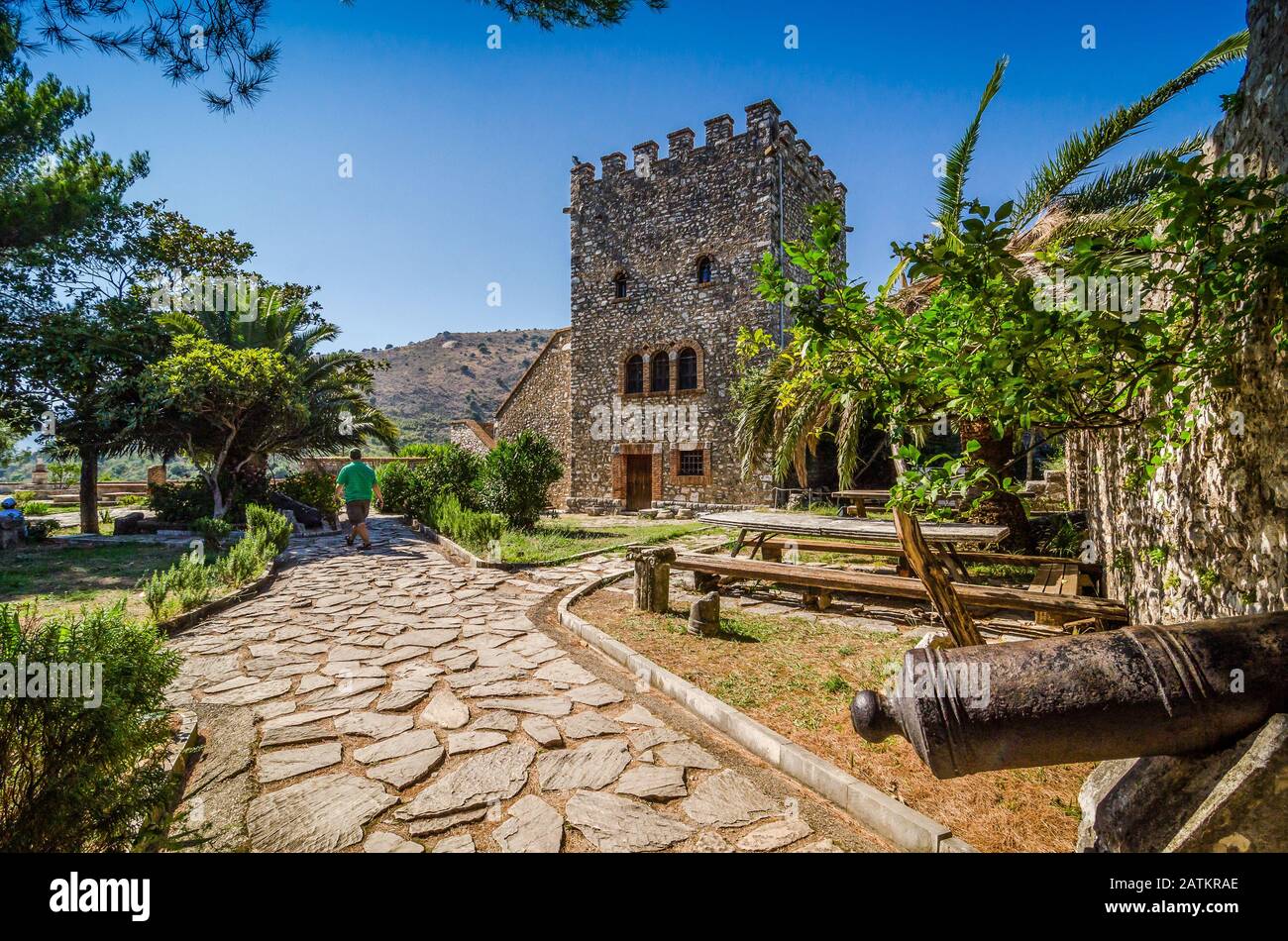 Butrint, Albanien - August, 05. 2014. Turm Venetian im Sommer Stockfoto