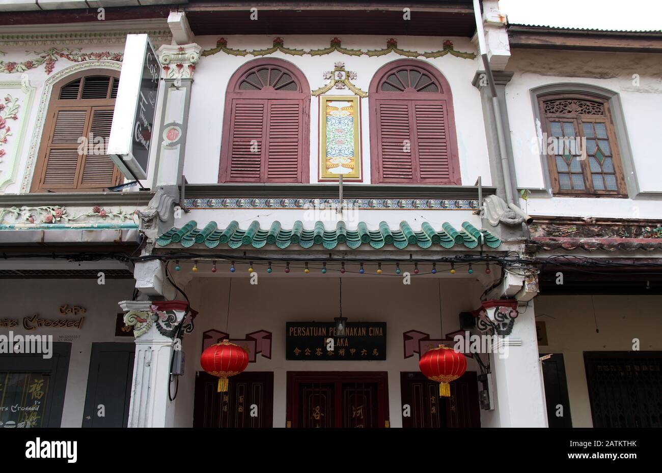 Gebäude der Peranakan Association in Melaka in Malaysia Stockfoto