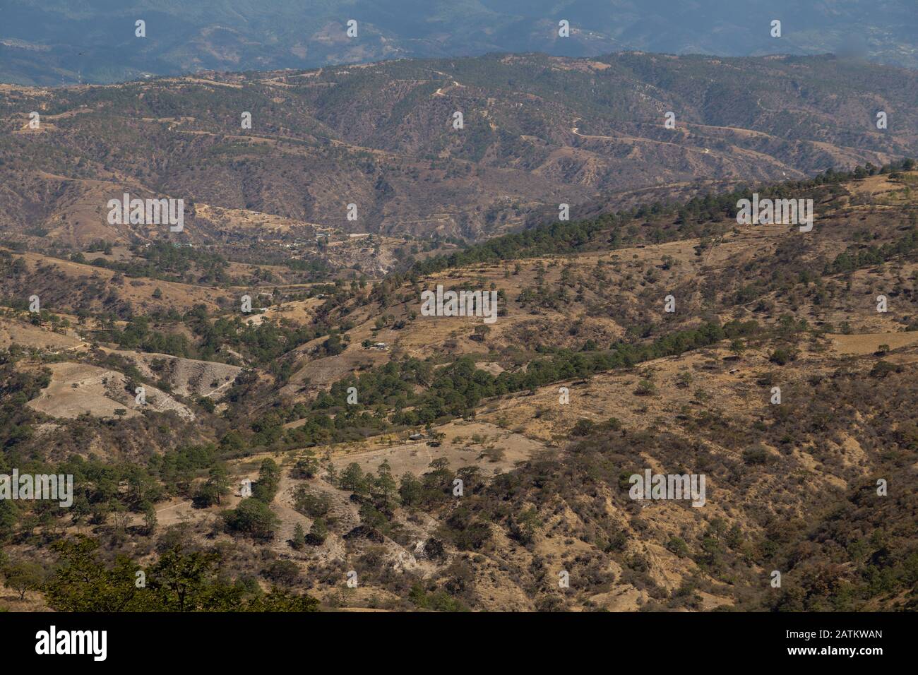 Berge mit wenigen Bäumen aufgrund der Abholzung der Umwelt Stockfoto