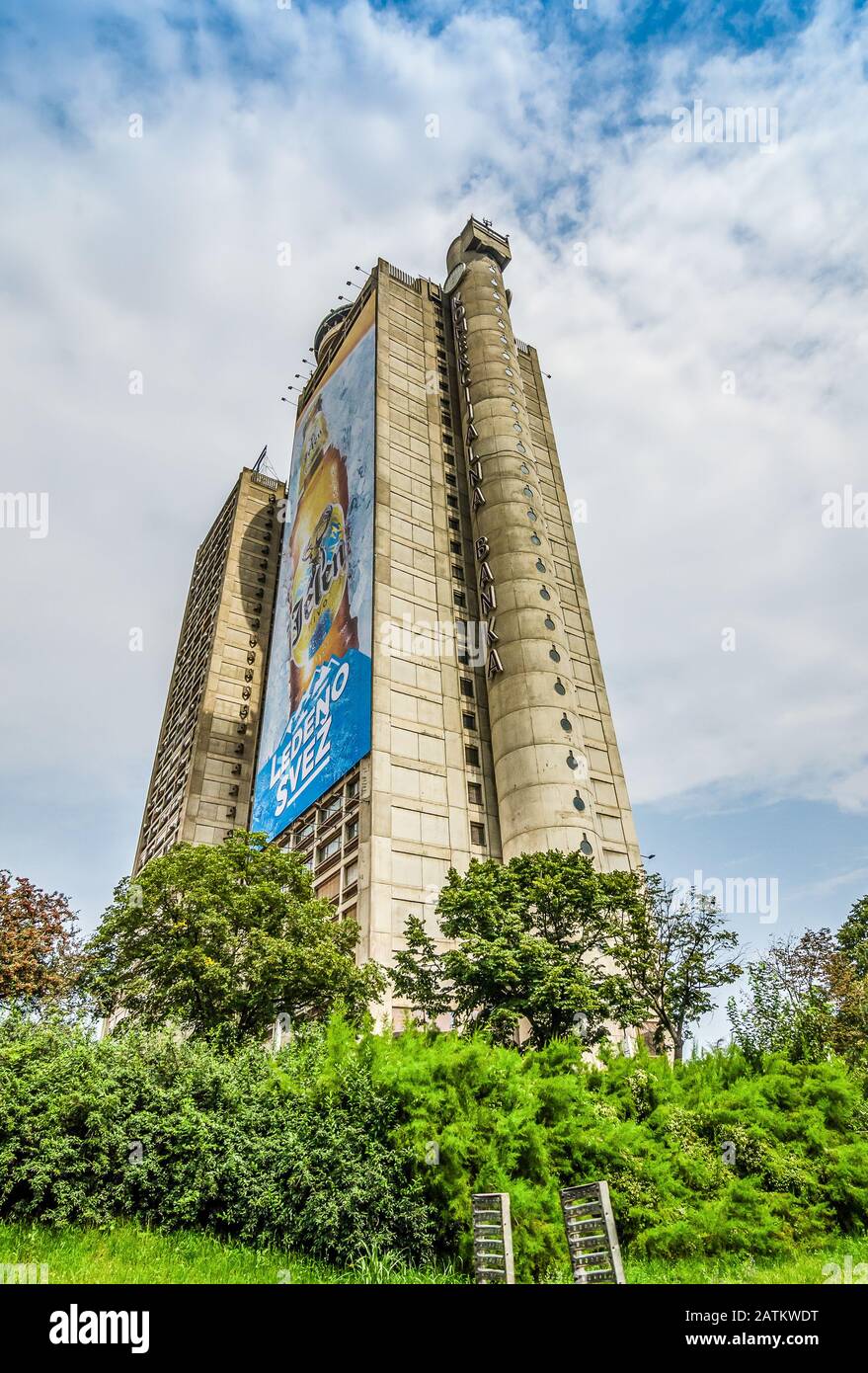 Belgrad, Serbien - 08. August 2014. Genex-Turm von Mihajlo Mitrovic Stockfoto