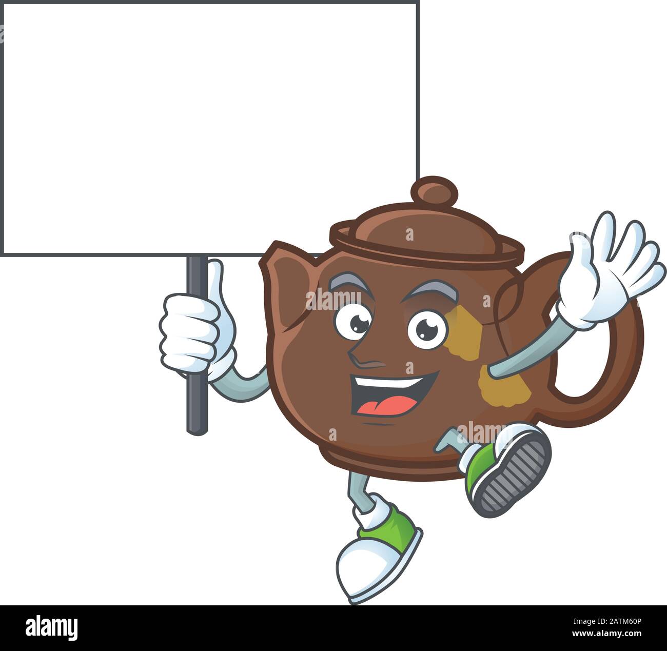 Eine Ikone des teapoten Cartoon-Zeichenstils bringt Brett Stock Vektor