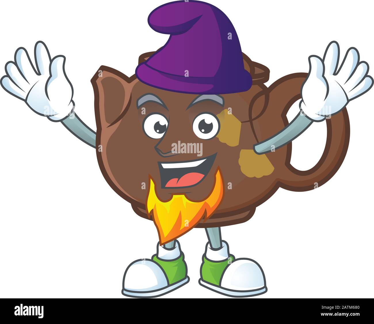 Süßer Teekoot-Maskottchen-Cartoon, gekleidet als Elf Stock Vektor