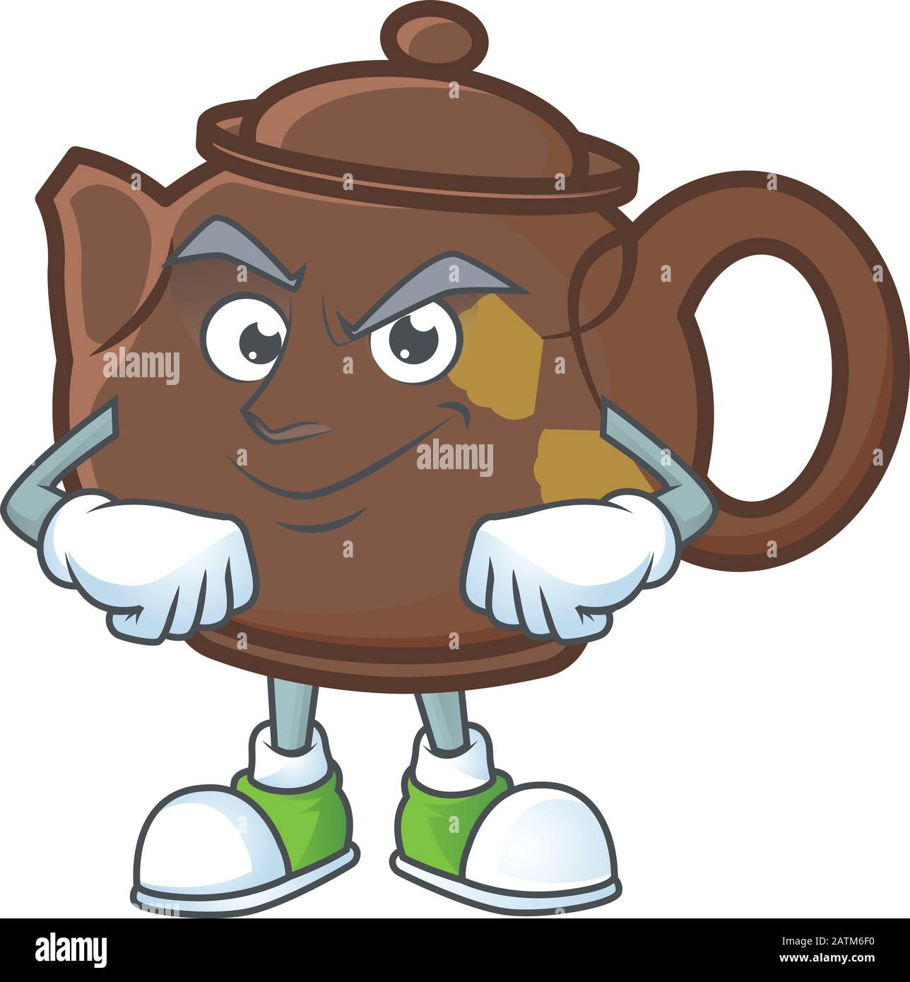 Teekanne Maskottchen Cartoon Character Style mit Schmirrenden Gesicht Stock Vektor