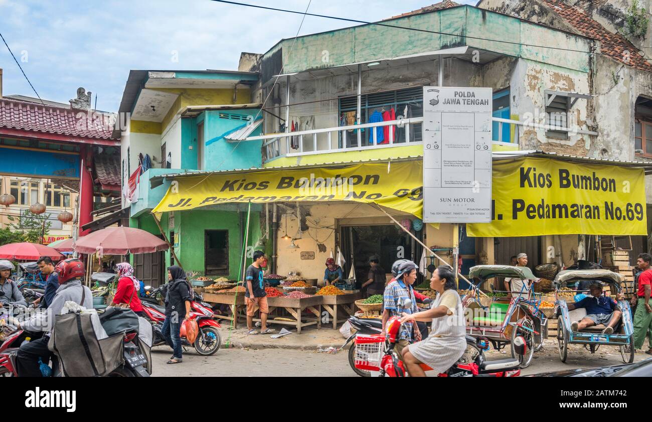 Chinatown Street-Szene in Semarang, Zentraljava, Indonesien Stockfoto Chinatown Street-Szene in Semarang, Zentraljava, Indonesien Stockfoto