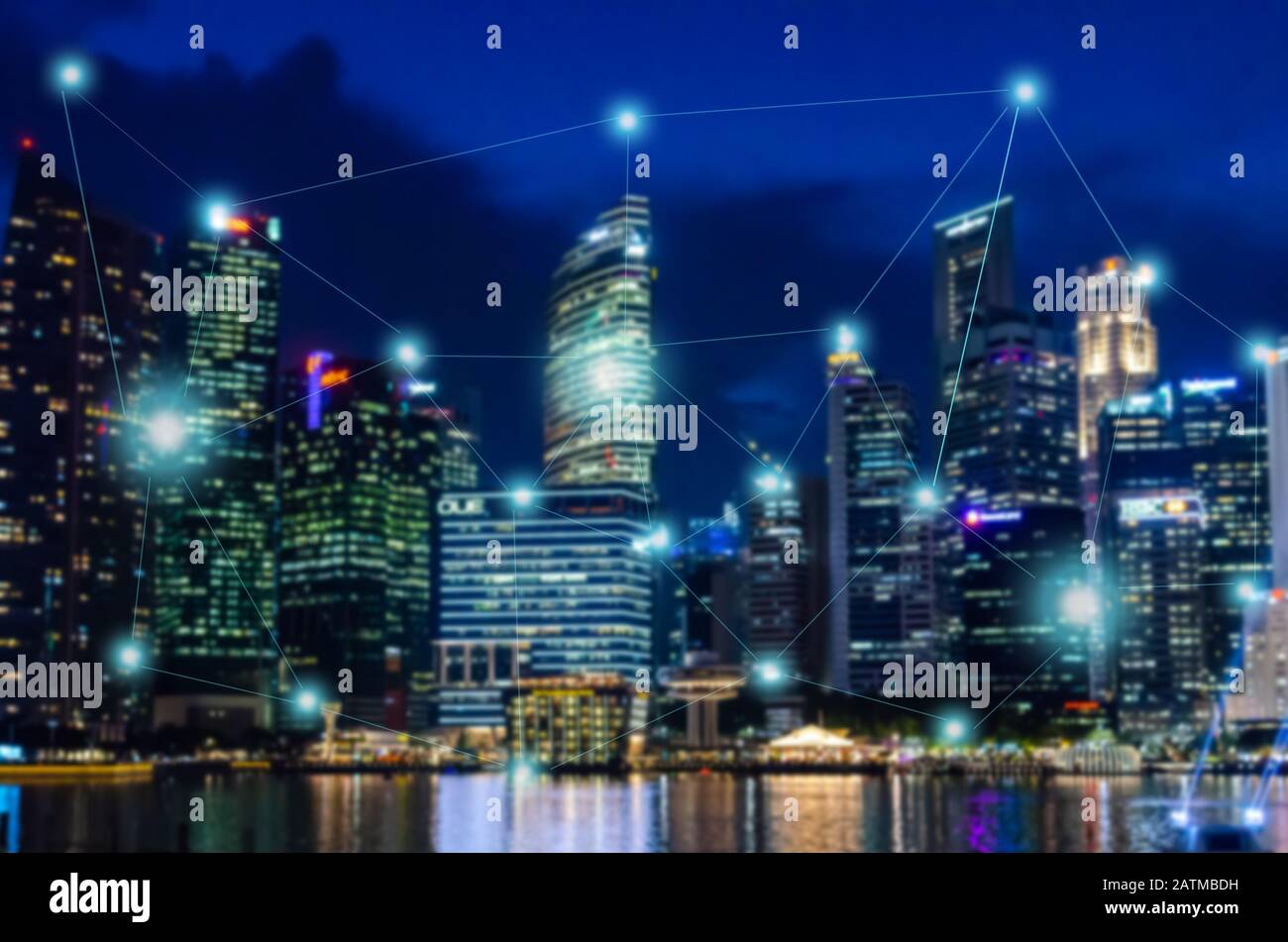 Moderne Weichzeichennetzwerke und Verbindungen mit Konzepttechnik. Stockfoto