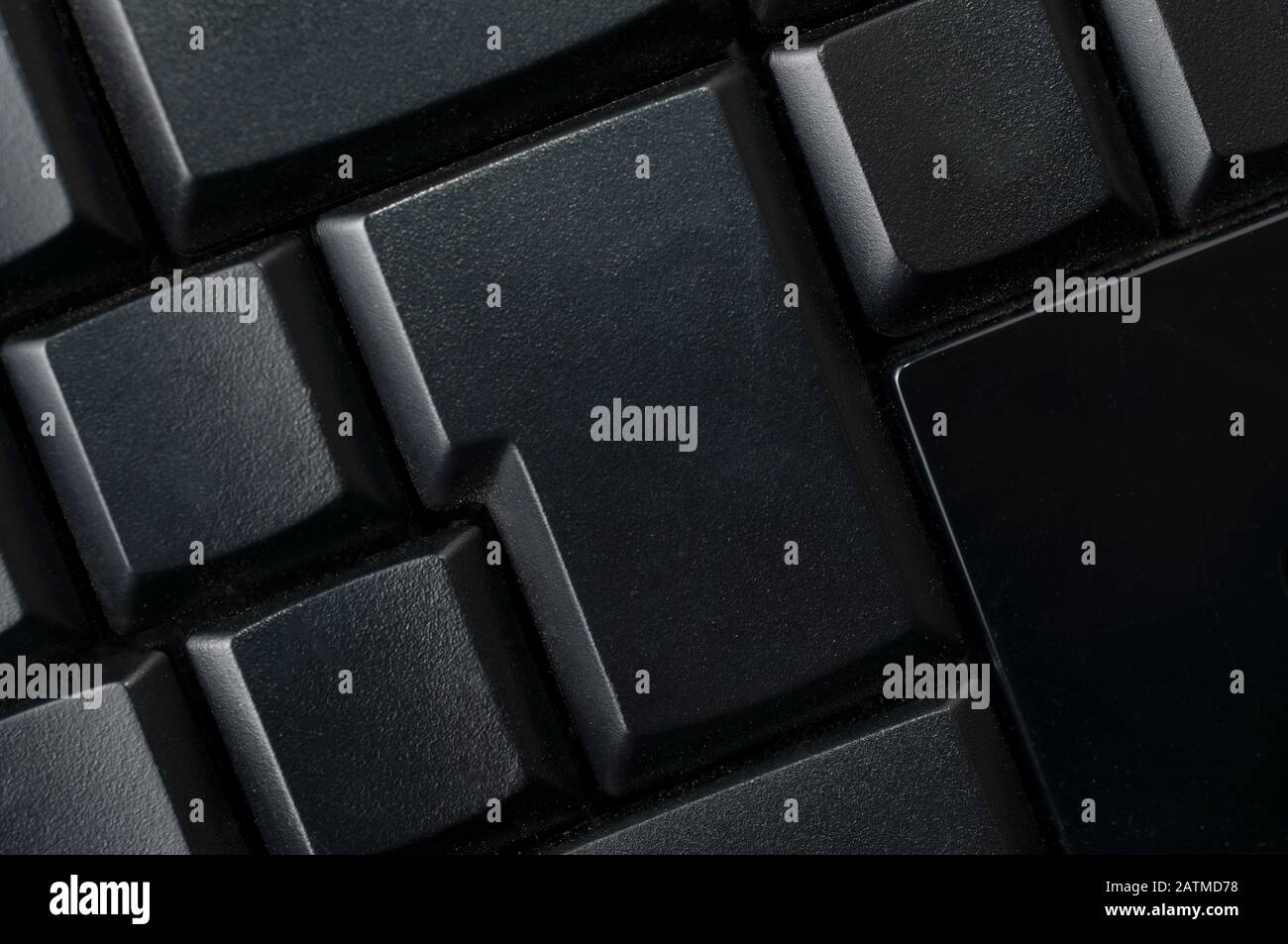 Leere Tasten auf einer schwarzen Computertastatur Stockfoto