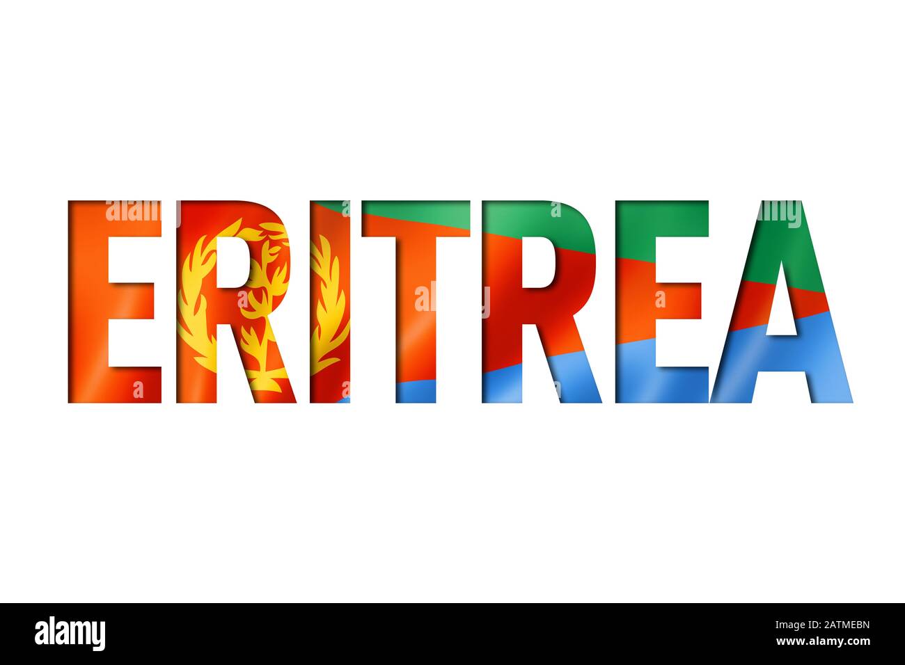 Eritreische Textschriftart mit eritreischer Flagge. Hintergrund des Eritrea Symbols Stockfoto