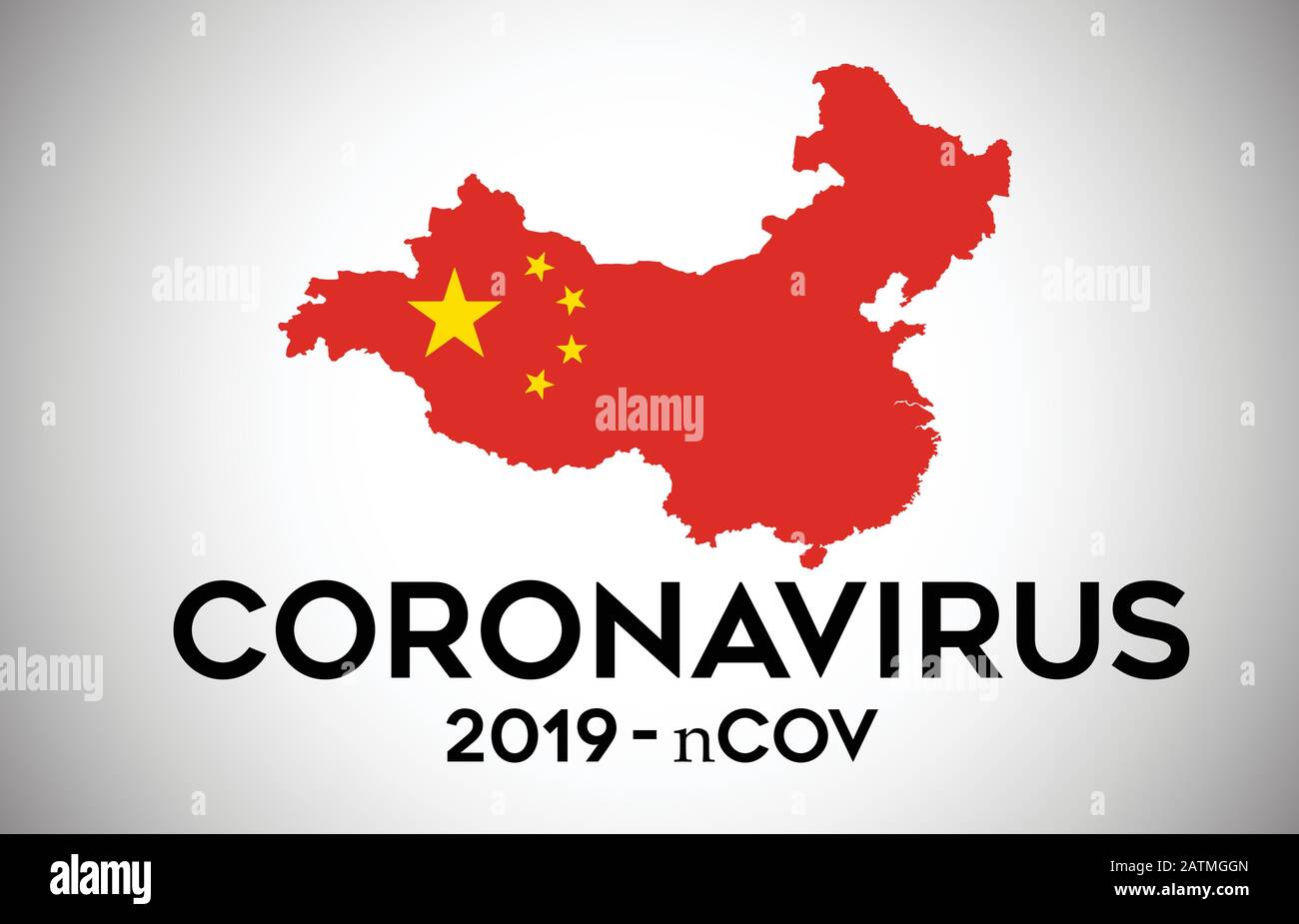 Coronavirus in China und Landesflaggen innerhalb Der Landesgrenze Kartendesign für Vektoren. 2019-nCoV mit China Karte mit Nationalflaggen Vector Illustration Stock Vektor
