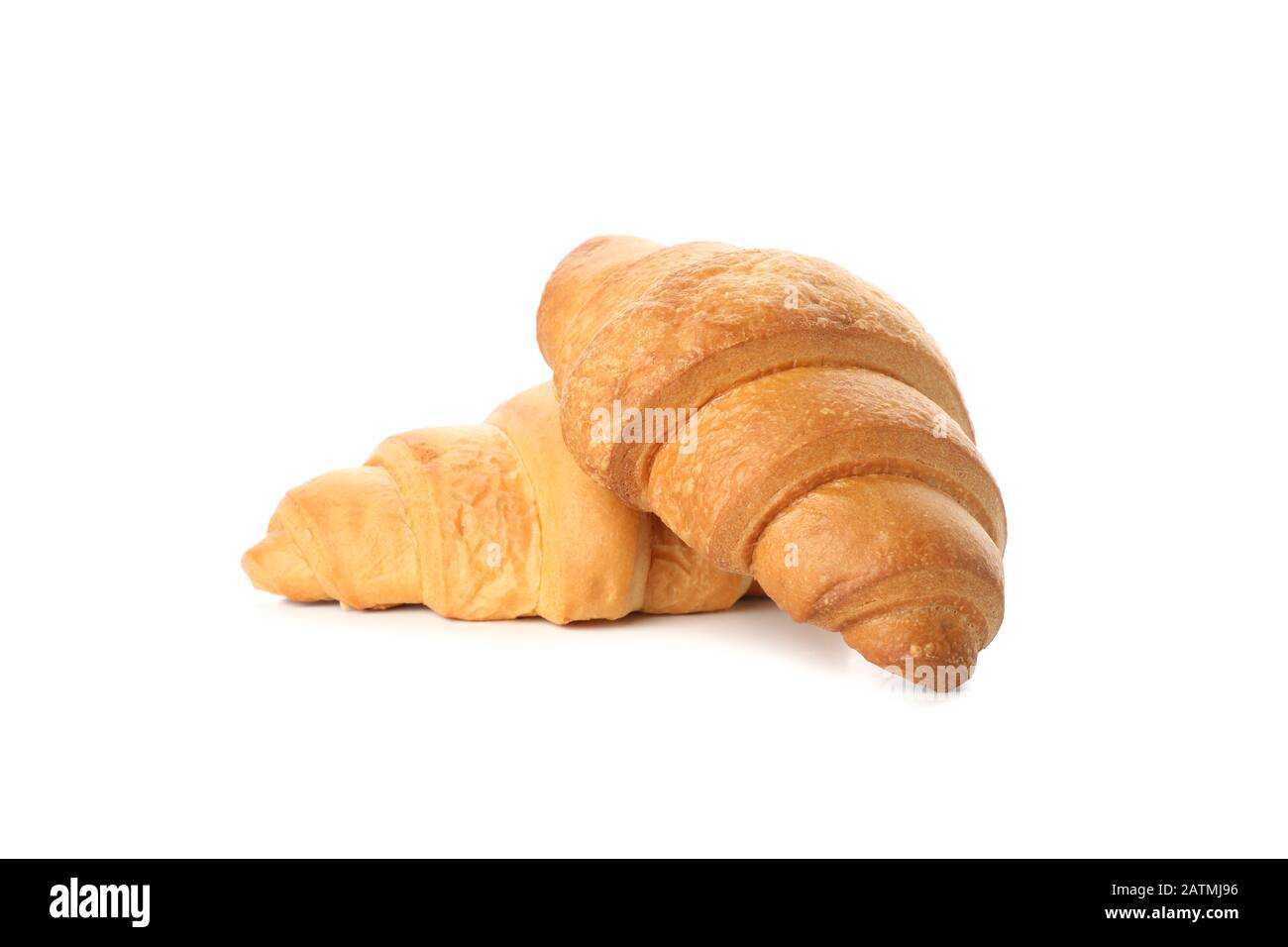 Frisch gebackene Croissants isoliert auf weißem Hintergrund Stockfoto