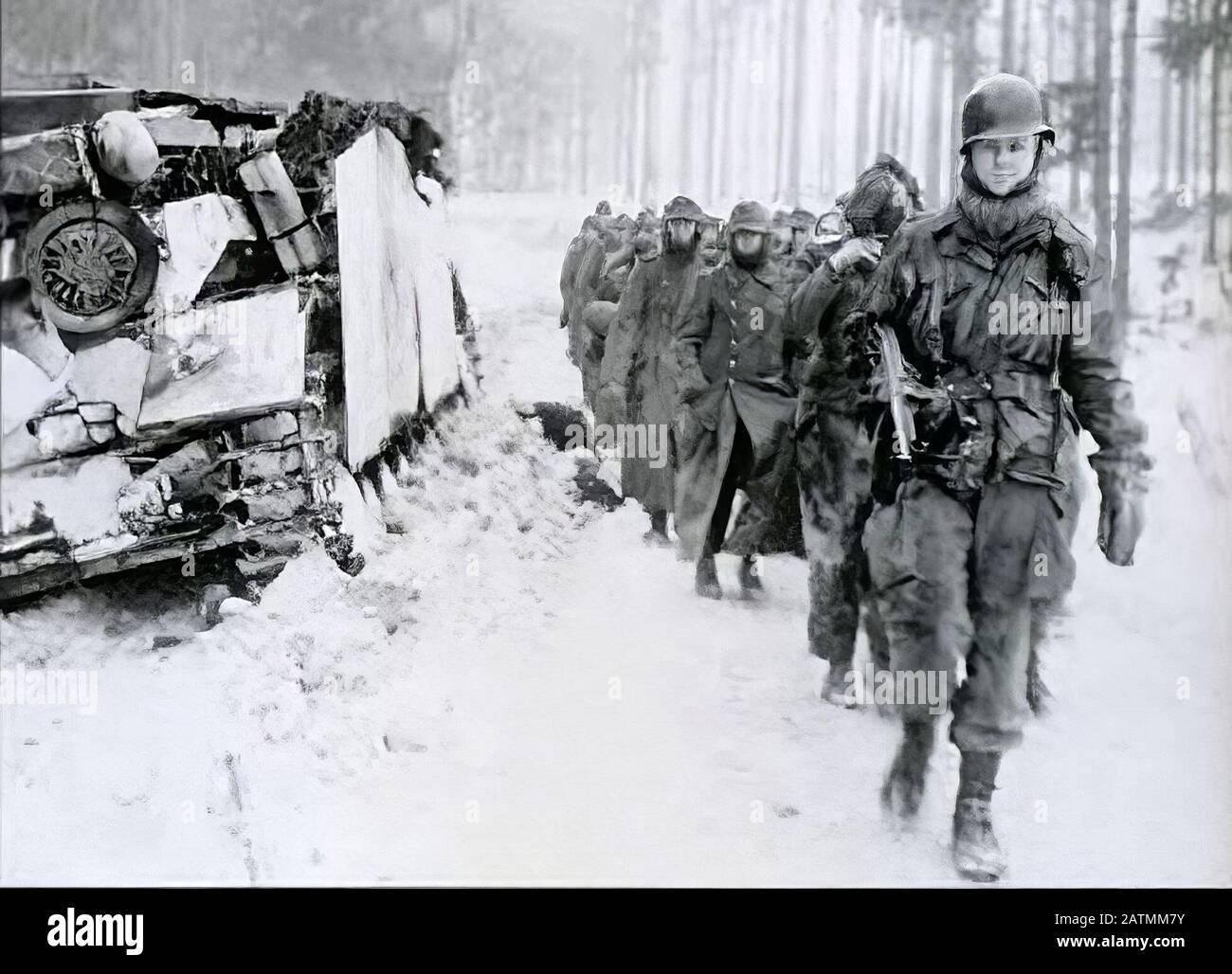 Die Bulgenschlacht, auch als Ardennengegenoffensive bezeichnet, fand vom 16. Dezember 1944 bis zum 25. Januar 1945 statt Stockfoto