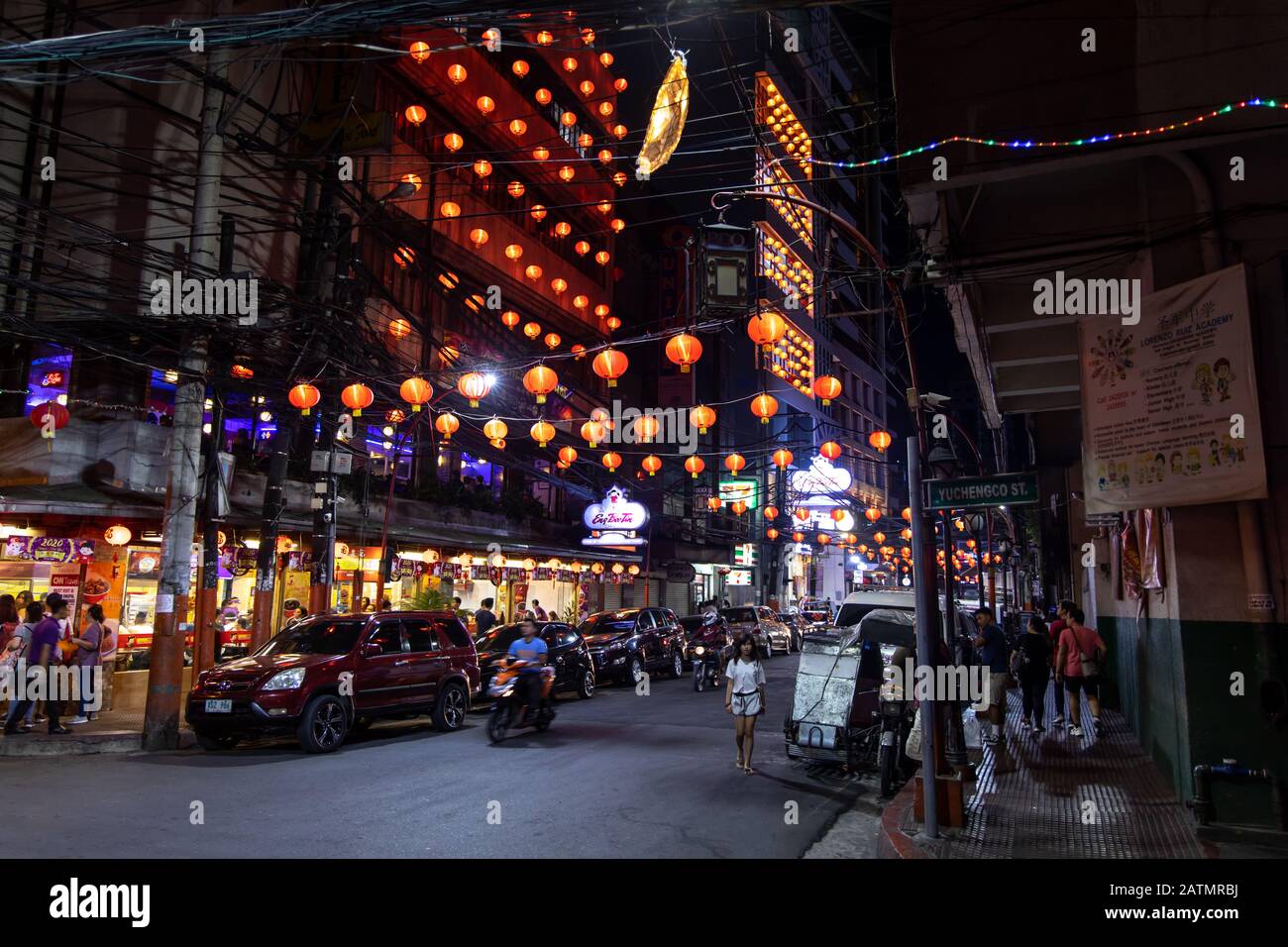 Jan. 2020 Manila China Town Night Scene, Manila, Philippinen Stockfoto