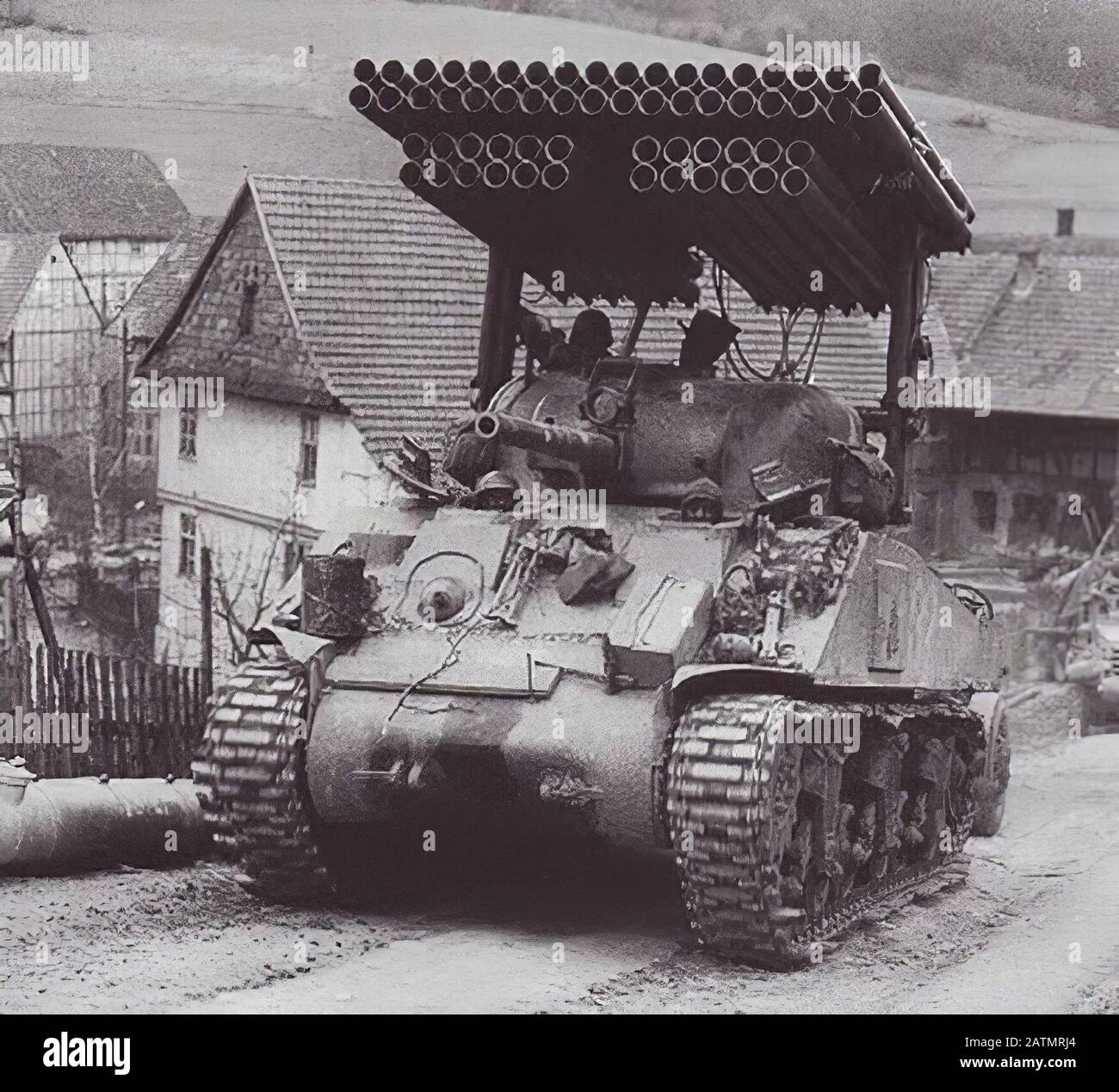 Sherman With Rockets US-Armee M4 Sherman Calliope Rocket Launcher Stockfotografie - Alamy