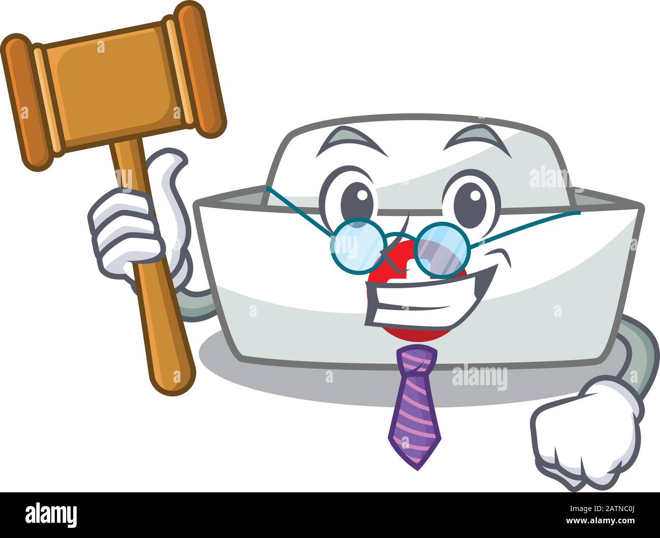 Smart Judge Krankenschwester Hut im Maskottchen Cartoon-Charakter-Stil Stock Vektor