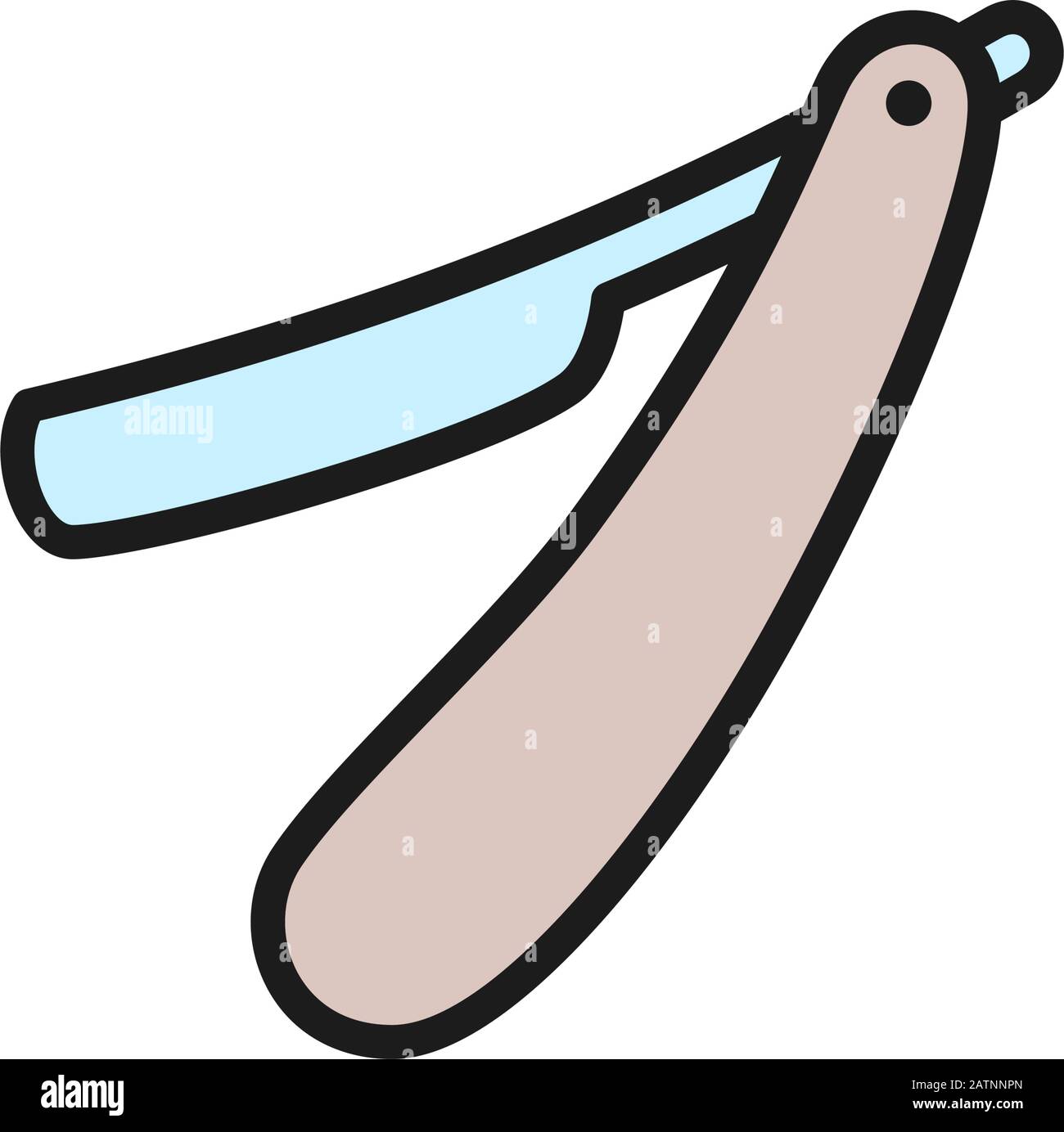 Vector Straight Razor Flat Color Line Symbol. Stock Vektor